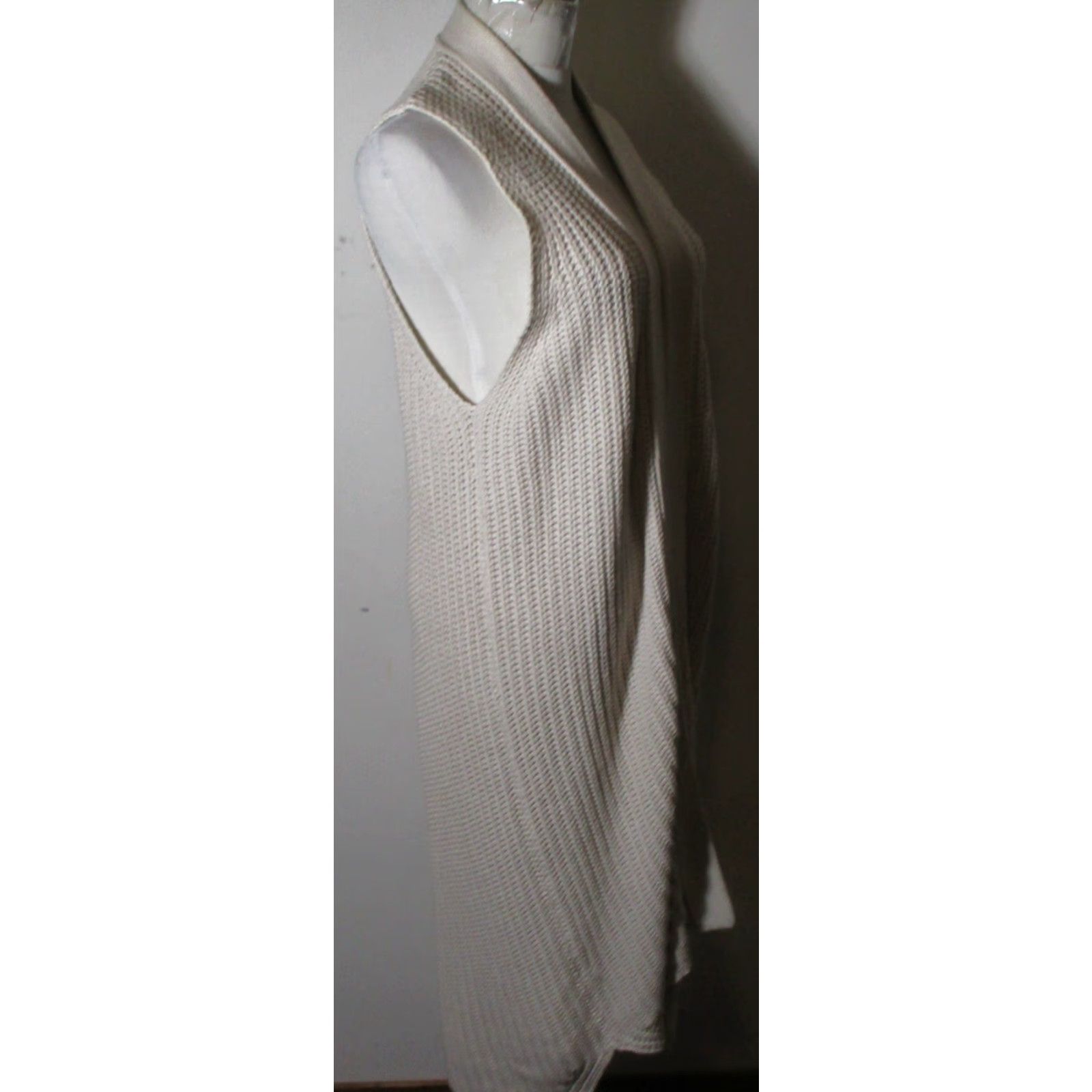 Vintage OAK & FORT Women's Beige Cotton Sleeveless Duster Vest Size XS Casual Classic Style Size XS / US 0-2 / IT 36-38 - 3 Thumbnail