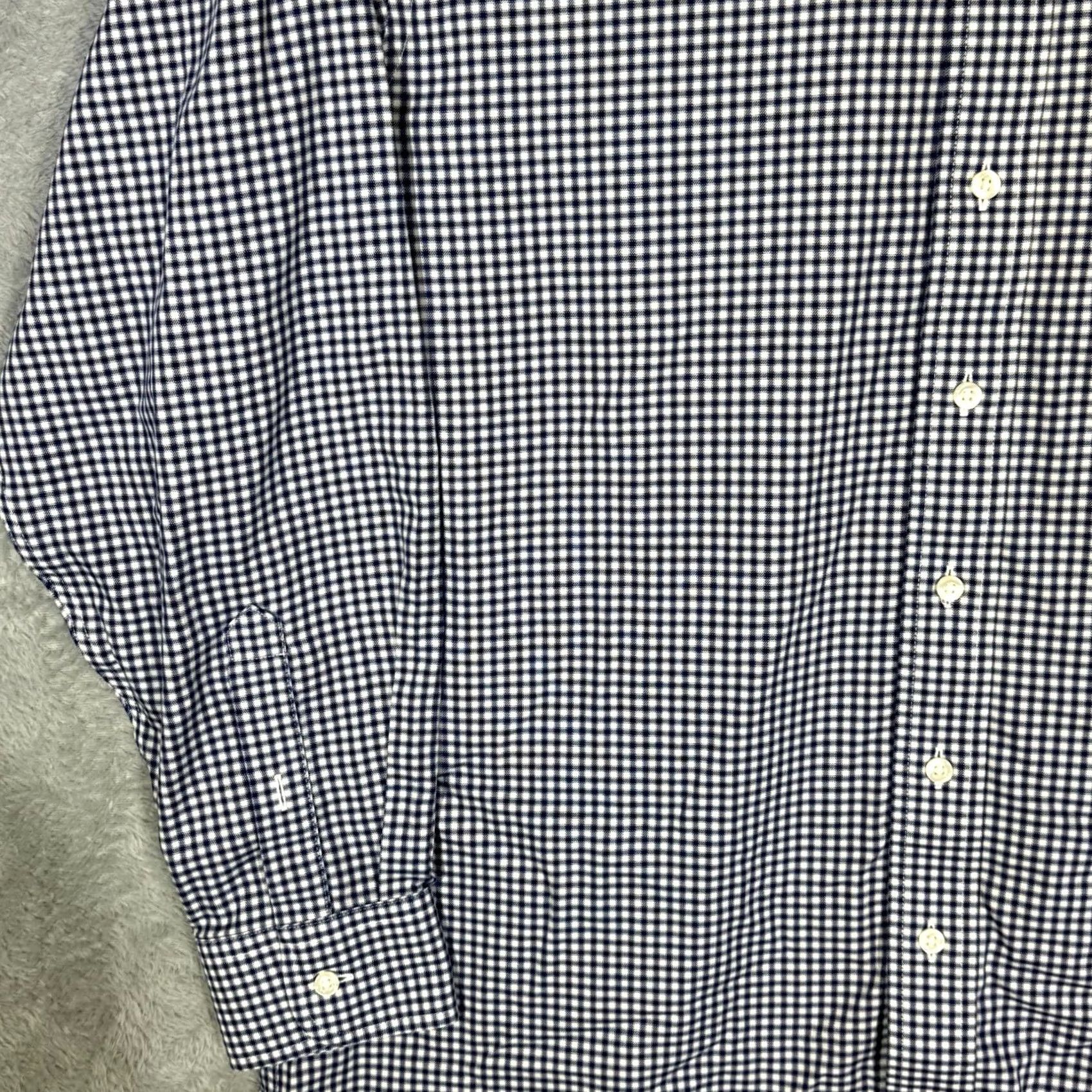 Roundtree & Yorke Gold Label Dress Shirt Blue Check 100% Cotton 16.5×34 Fitted Formal Shirt Men Regular Chest 46in Long Sleeve Button-Down Collared Vintage? No Size 46R - 3 Thumbnail