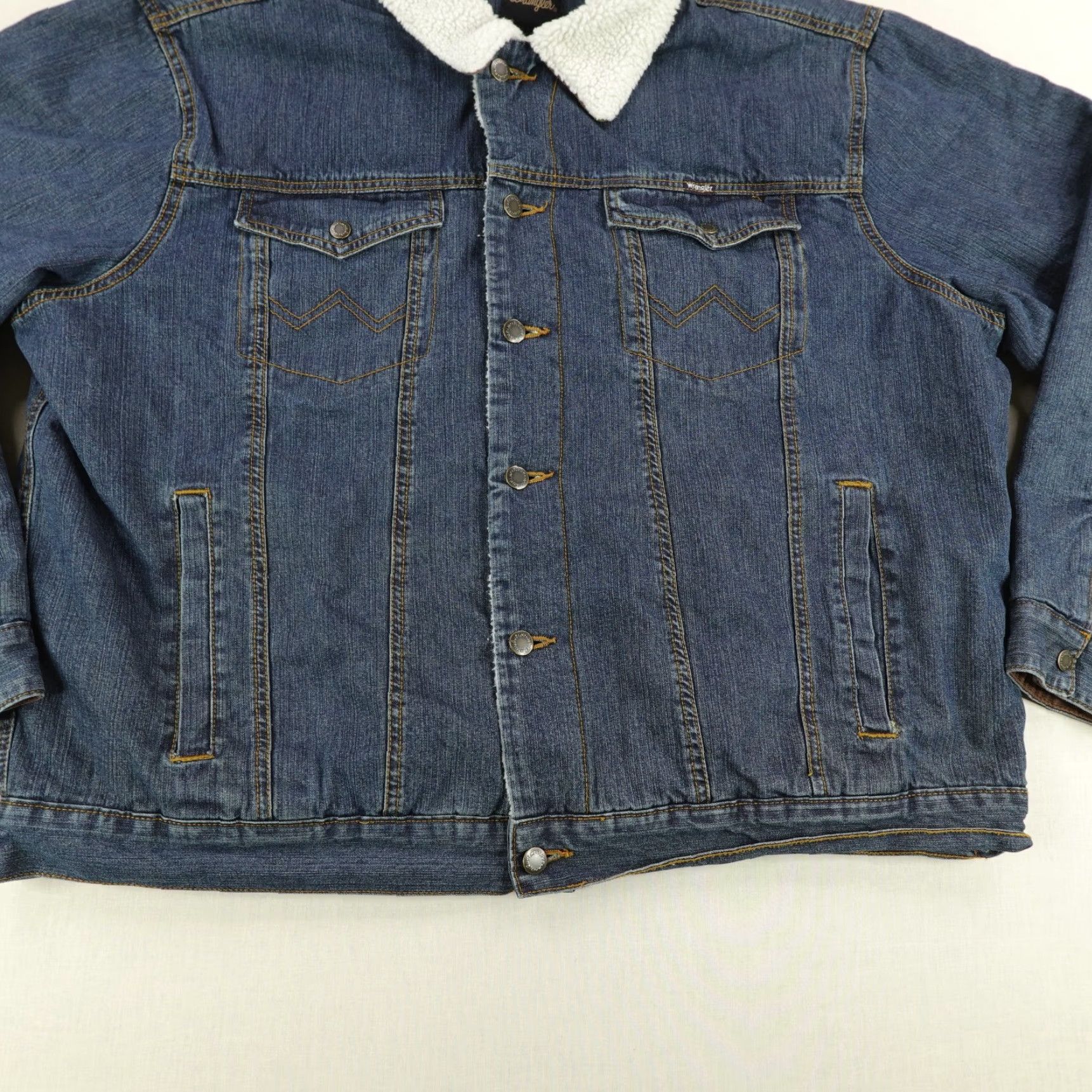 Wrangler VINTAGE Wrangler Jacket Mens XL Blue Denim Jean Sherpa Lined Western Chore Work Coat Size US 36 / EU 52 - 4 Thumbnail