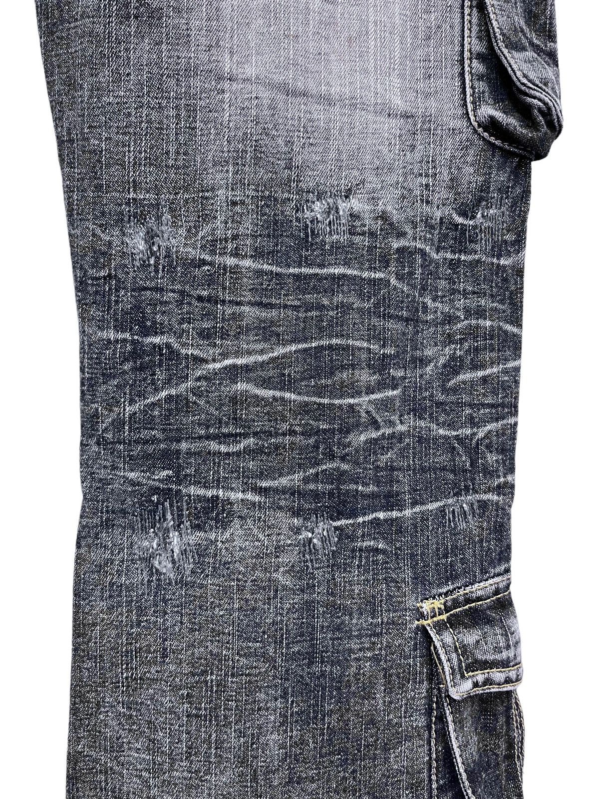 【LOWBOX】 Damage Design Denim LOWBOX JAPAN Punk Distressed Whisker Multipocket Flare Denim