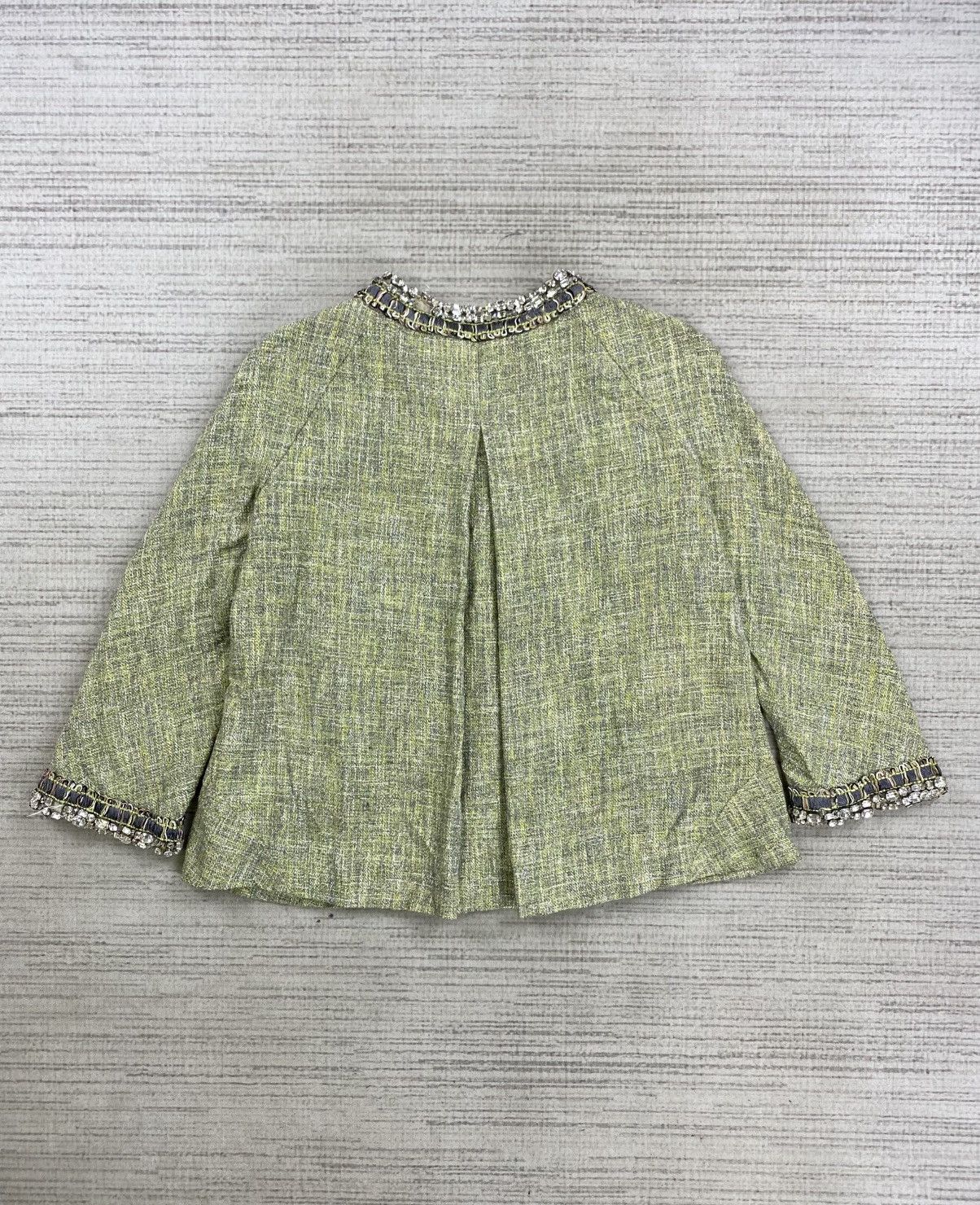 Moschino × Vintage Vintage Moschino Tweed Lime Green Cropped Jacket Size M / US 6-8 / IT 42-44 - 2 Thumbnail
