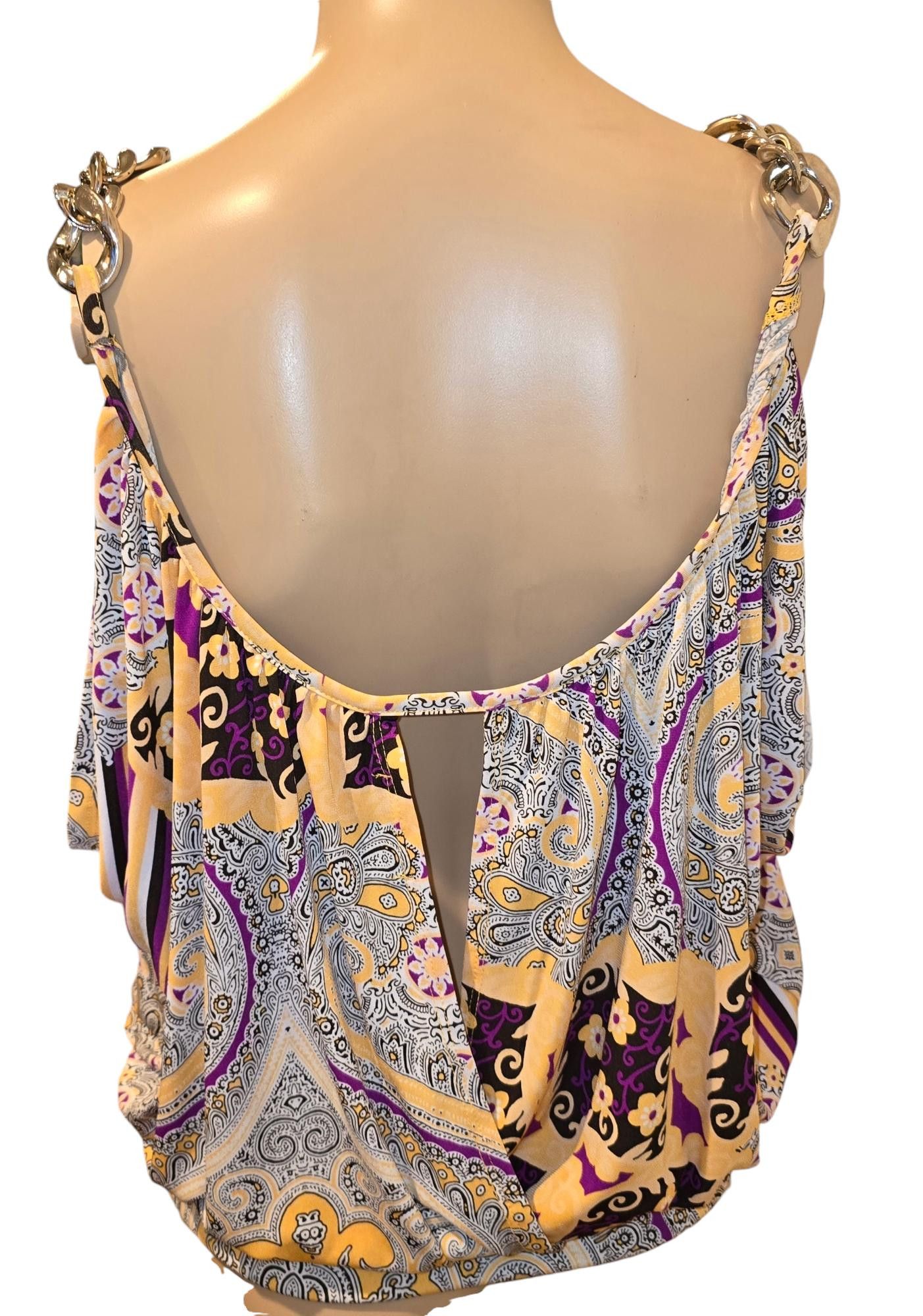 Designer Chic Patterned Women's Top - Vibrant Floral & Paisley Design Size L / US 10 / IT 46 - 2 Thumbnail