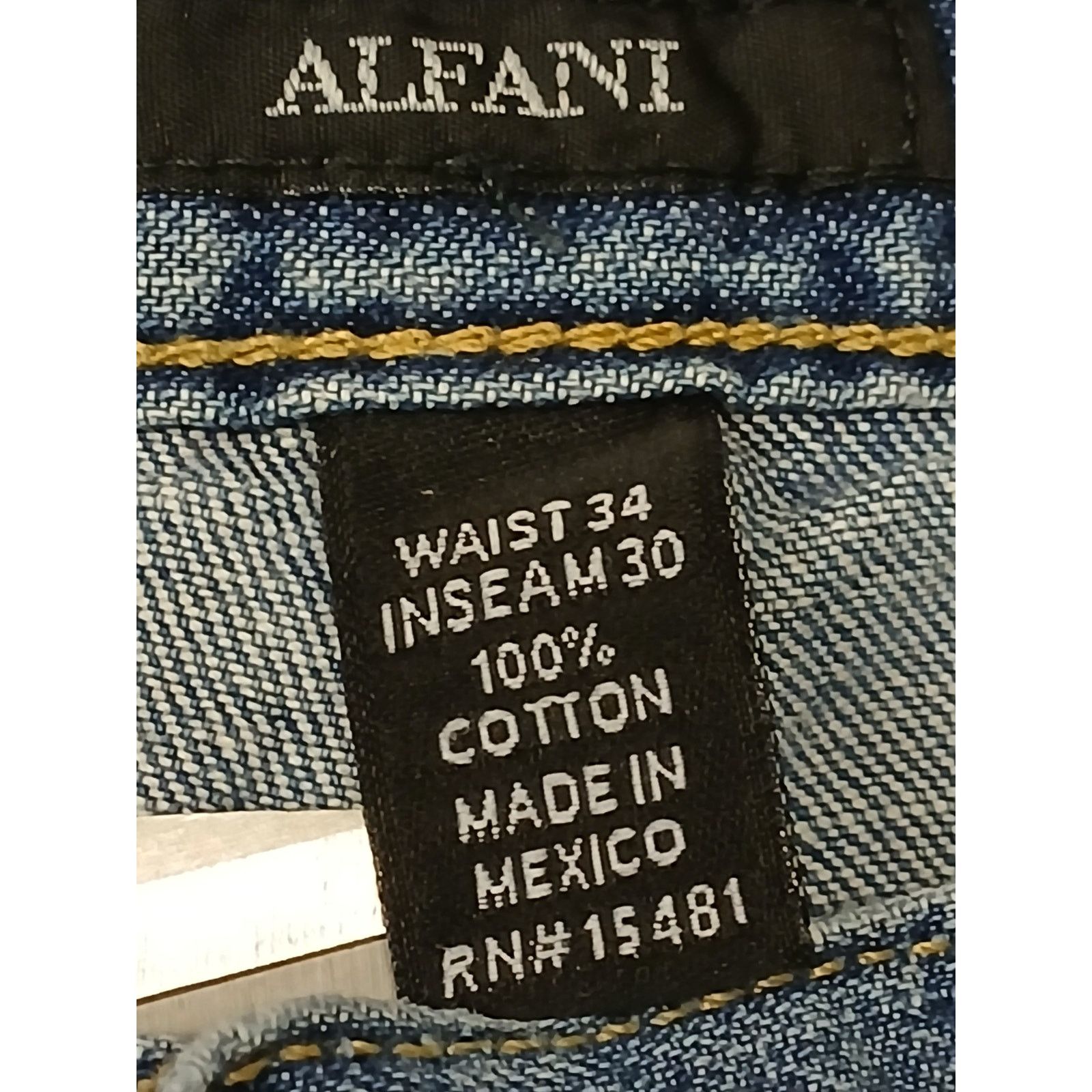 Alfani Alfani (34x30) Men's Straight Leg Blue Denim Jeans Size US 34 / EU 50 - 7 Thumbnail
