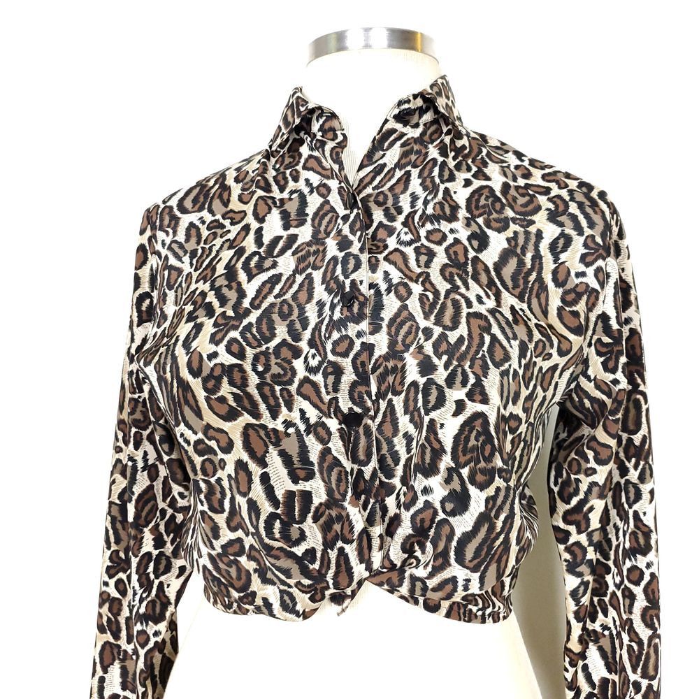 Other Sag Harbor Leopard French Cuff Blouse Button Up Shirt L Size L / US 10 / IT 46 - 4 Thumbnail