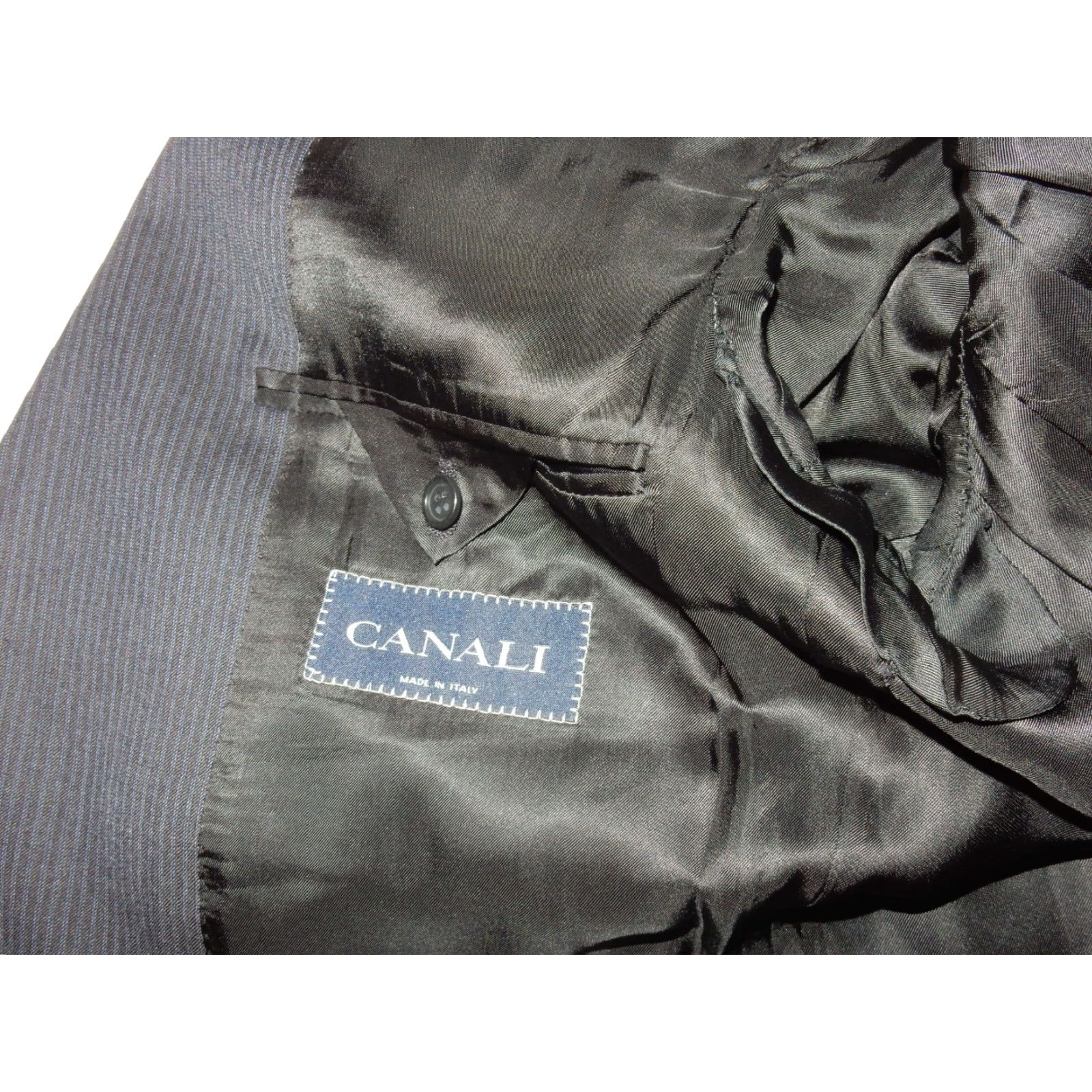 Canali VINTAGE Canali Blazer 50R Wool Striped Mens Jacket Blue 2 Button Coat Stains Confidently Sold as Used Size 50R - 7 Thumbnail