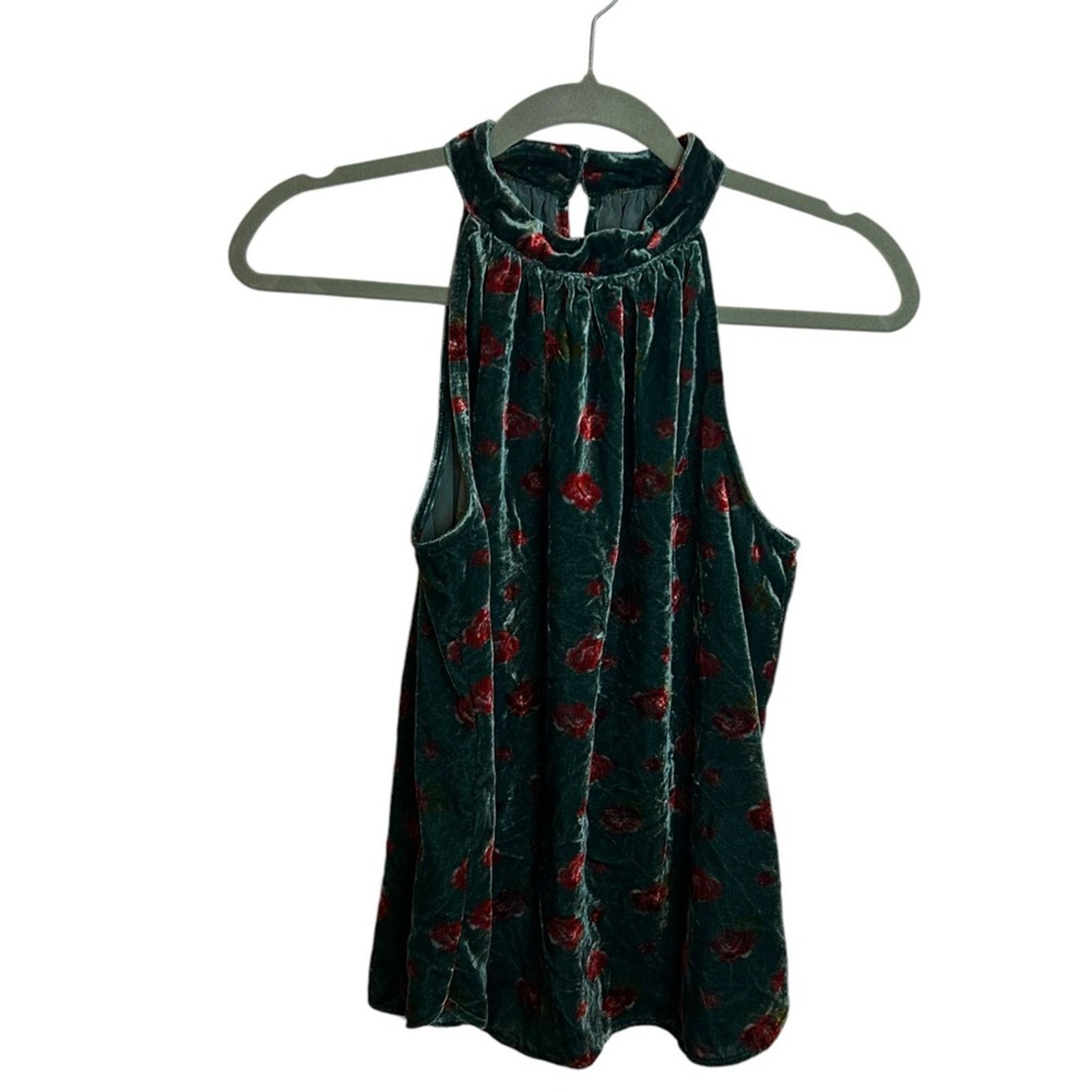 Loft NWT Loft Floral Velvet Shirred Halter Top Size XS / US 0-2 / IT 36-38 - 1 Thumbnail