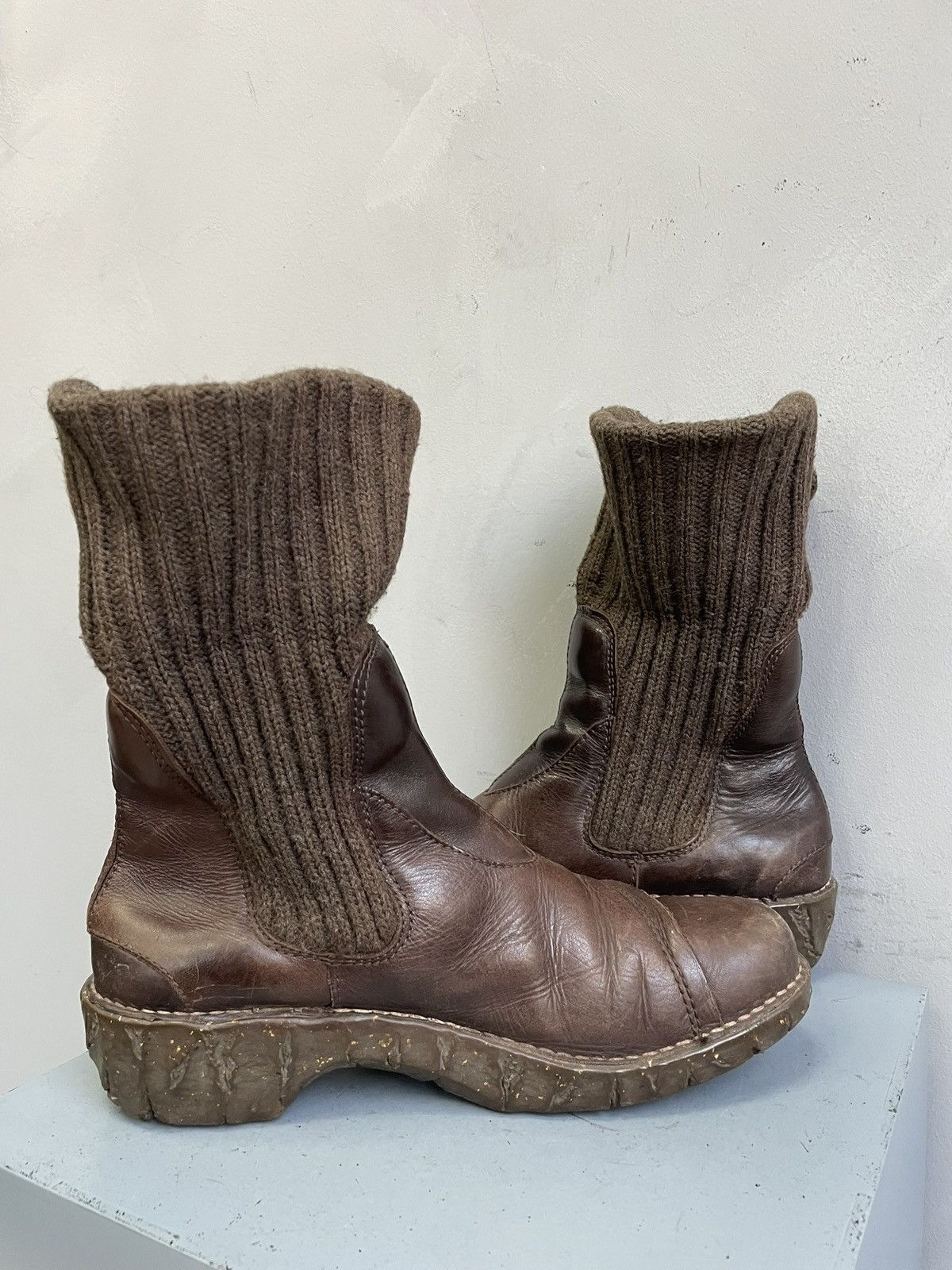 New Rock Avant garde style Brown Leather Boots Casual Style japanese Size US 8 / EU 41 - 9 Thumbnail