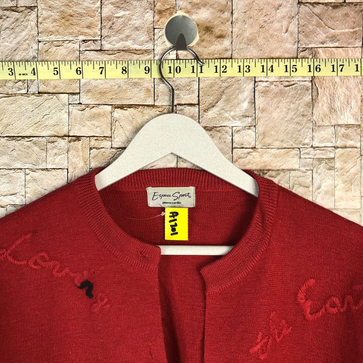 Homespun Knitwear × Pierre Cardin Escape pierre cardin Red Cardigan Knitwear #A1201 Size M / US 6-8 / IT 42-44 - 4 Thumbnail