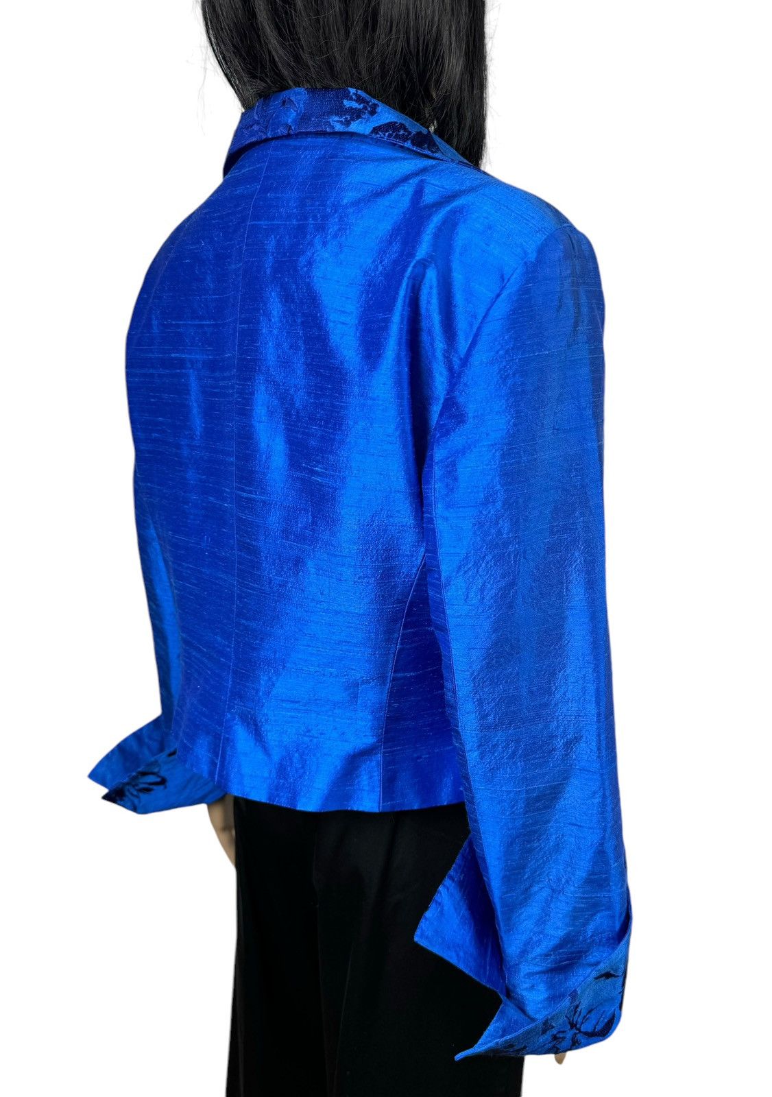 Designer Paule Vasseur Silk Jacket Embroidered Details size FR46 Size XL / US 12-14 / IT 48-50 - 7 Thumbnail