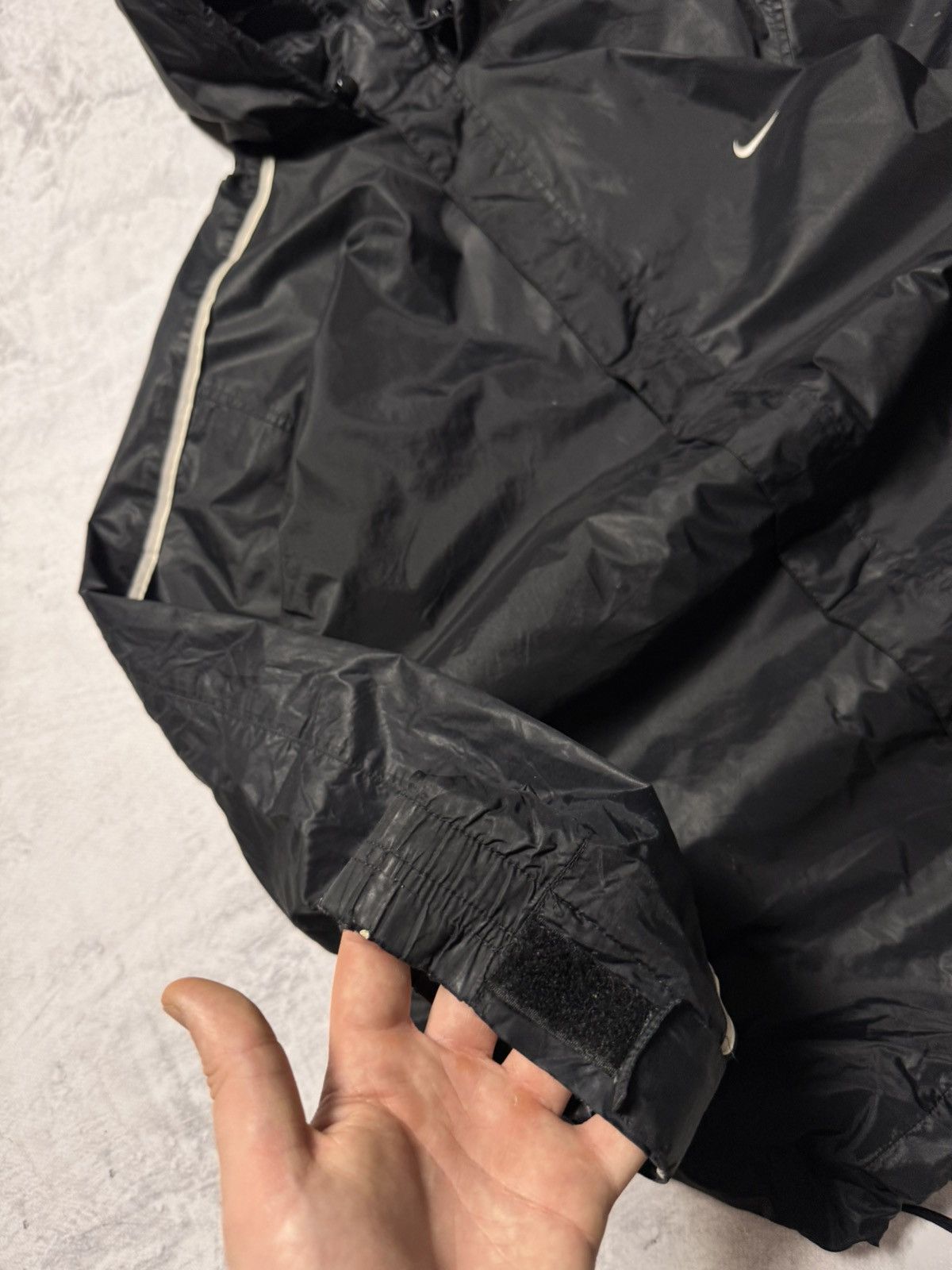 Nike × Vintage 00s Nike Vintage Nylon Oversize Drill Hooded Jacket Y2K Size US L / EU 52-54 / 3 - 5 Thumbnail