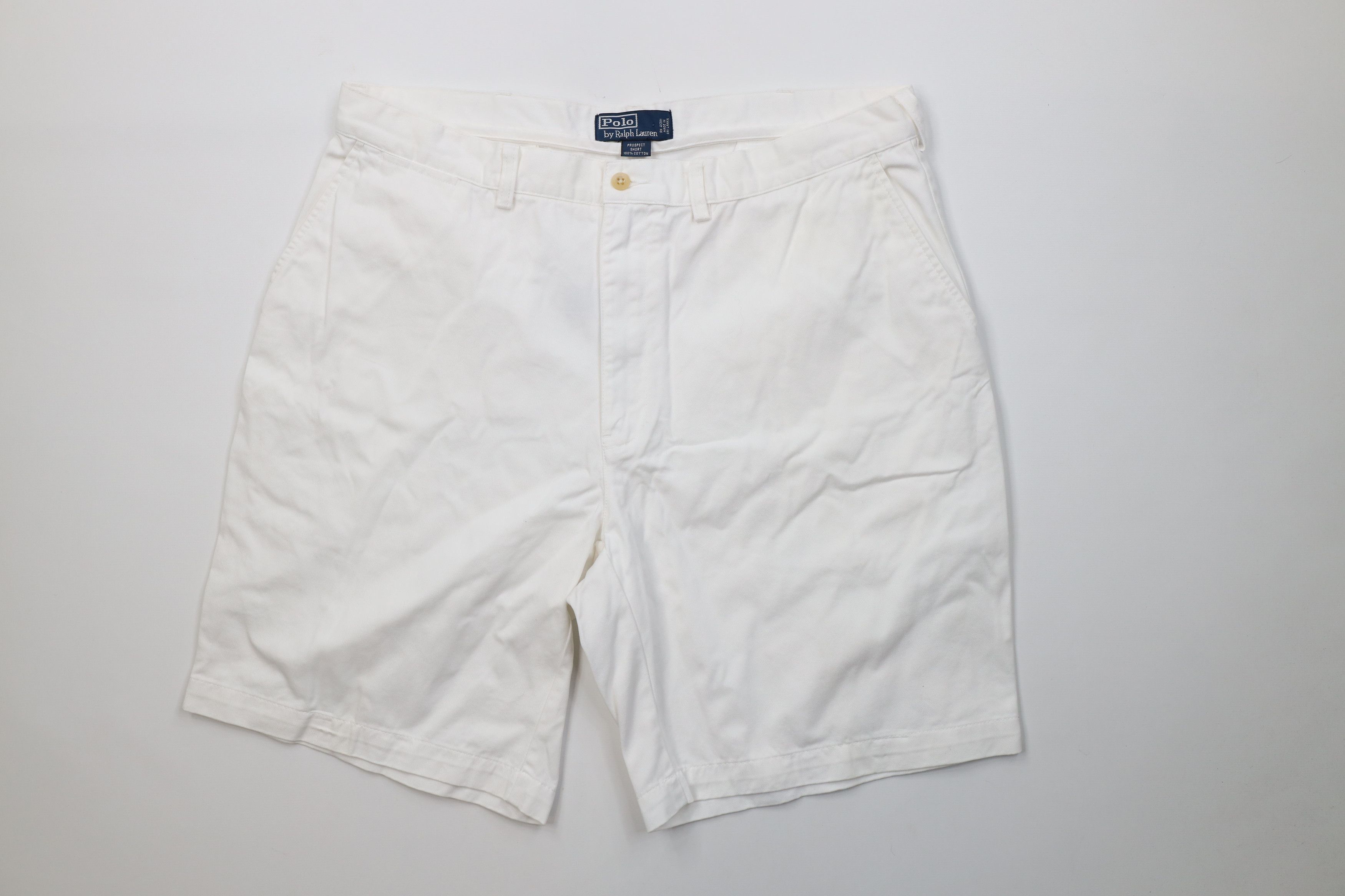 Ralph Lauren Vintage 90s Ralph Lauren Chino Shorts White Cotton Golfing Size US 38 / EU 54 - 1 Thumbnail