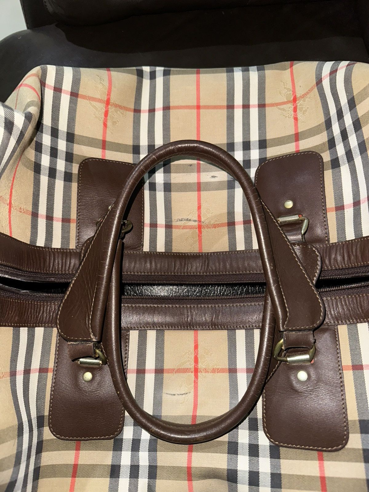 Burberry × Designer × Vintage Vintage 90s burberrys beige nova check travel bag Size ONE SIZE - 14 Thumbnail
