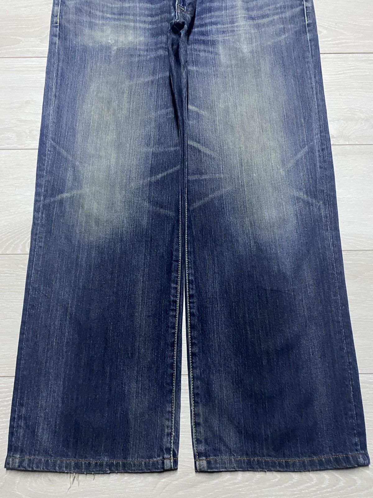 Japanese Brand Vintage Navy Produce Faded Baggy Wide Leg Jeans Size US 37 - 5 Thumbnail