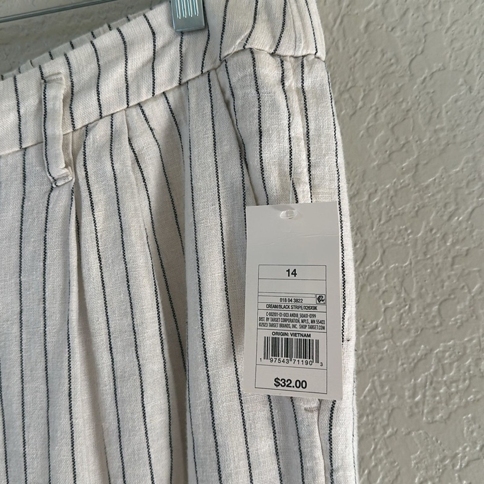 Target Basics Women's High-Rise Linen Pleat Front Straight Trousers= Size 36" / US 14 / IT 50 - 4 Thumbnail