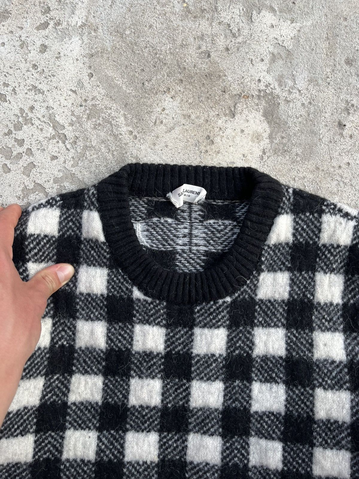 Hedi Slimane × Saint Laurent Paris FW14 Saint Laurent by Hedi Slimane Wool Checkered Sweater Size US S / EU 44-46 / 1 - 14 Thumbnail