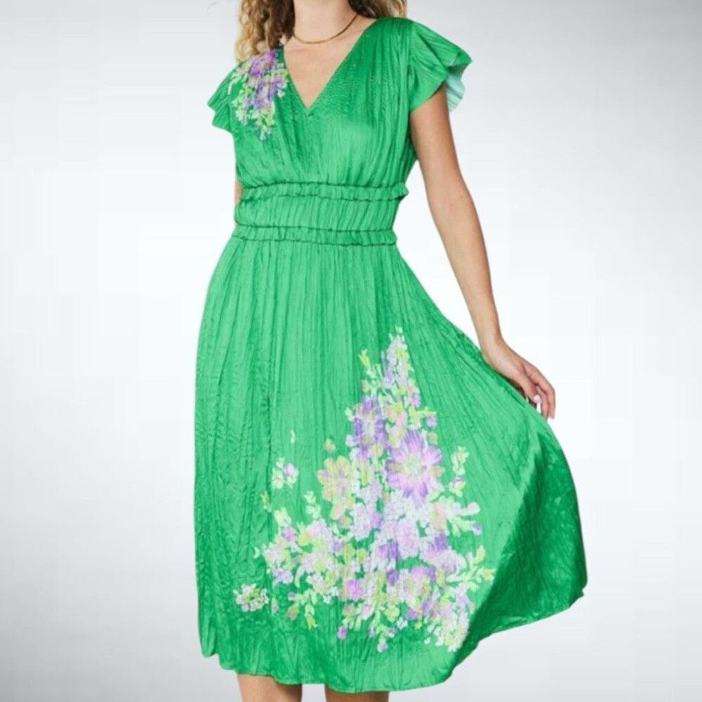 anthropologie green pleated dress Anthropologie | Dresses | Anthropologie Green Pleated Midi Dress With Vneck