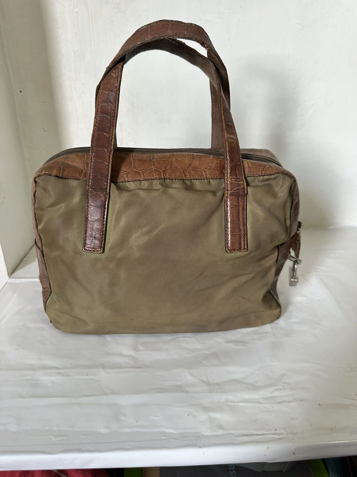 Prada Vintage Prada Handbag Croco Leather and Nylon Tessuto bag Size ONE SIZE - 11 Thumbnail