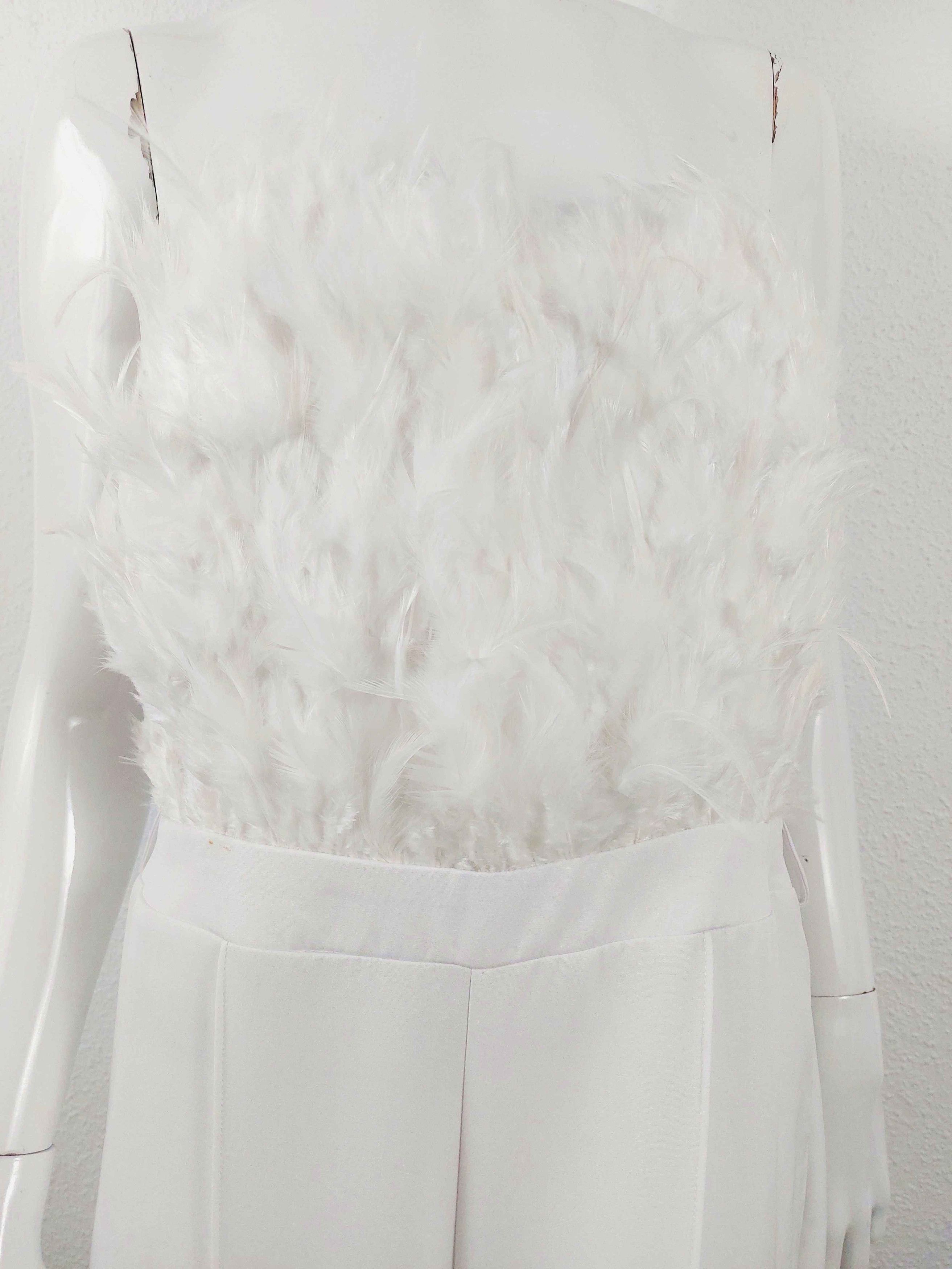 plein sud Plein Sud Faycal Amor White Feather Jumpsuit Dress Size 32" / US 10 / IT 46 - 8 Thumbnail