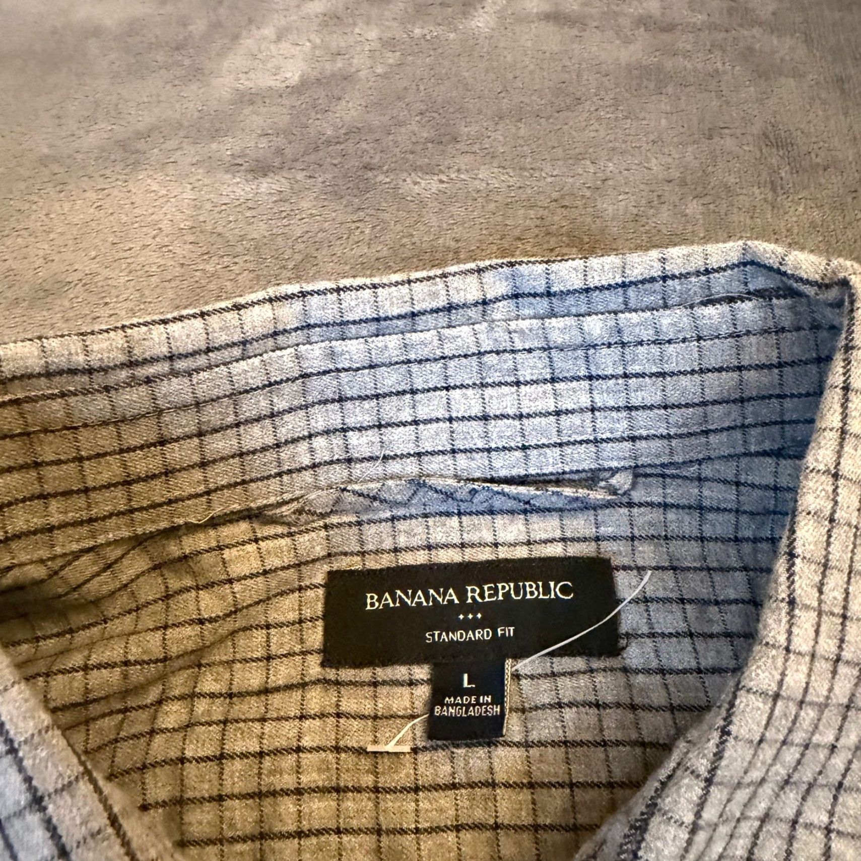 Banana Republic Banana Republic Shirt Button-Up Check Windowpane Cotton Mens Large Grey Navy Windowpane Check Shirt Mens Large Size US L / EU 52-54 / 3 - 3 Thumbnail