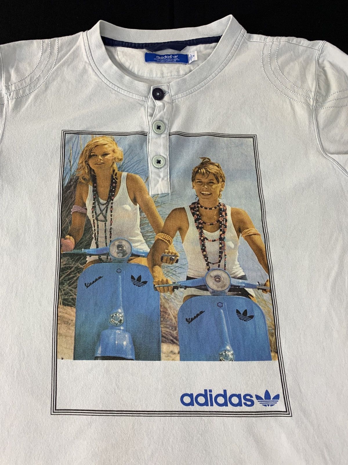 Adidas Adidas X Vespa Henley Neck Graphic Screen Printed T-shirt Size M / US 6-8 / IT 42-44 - 3 Thumbnail