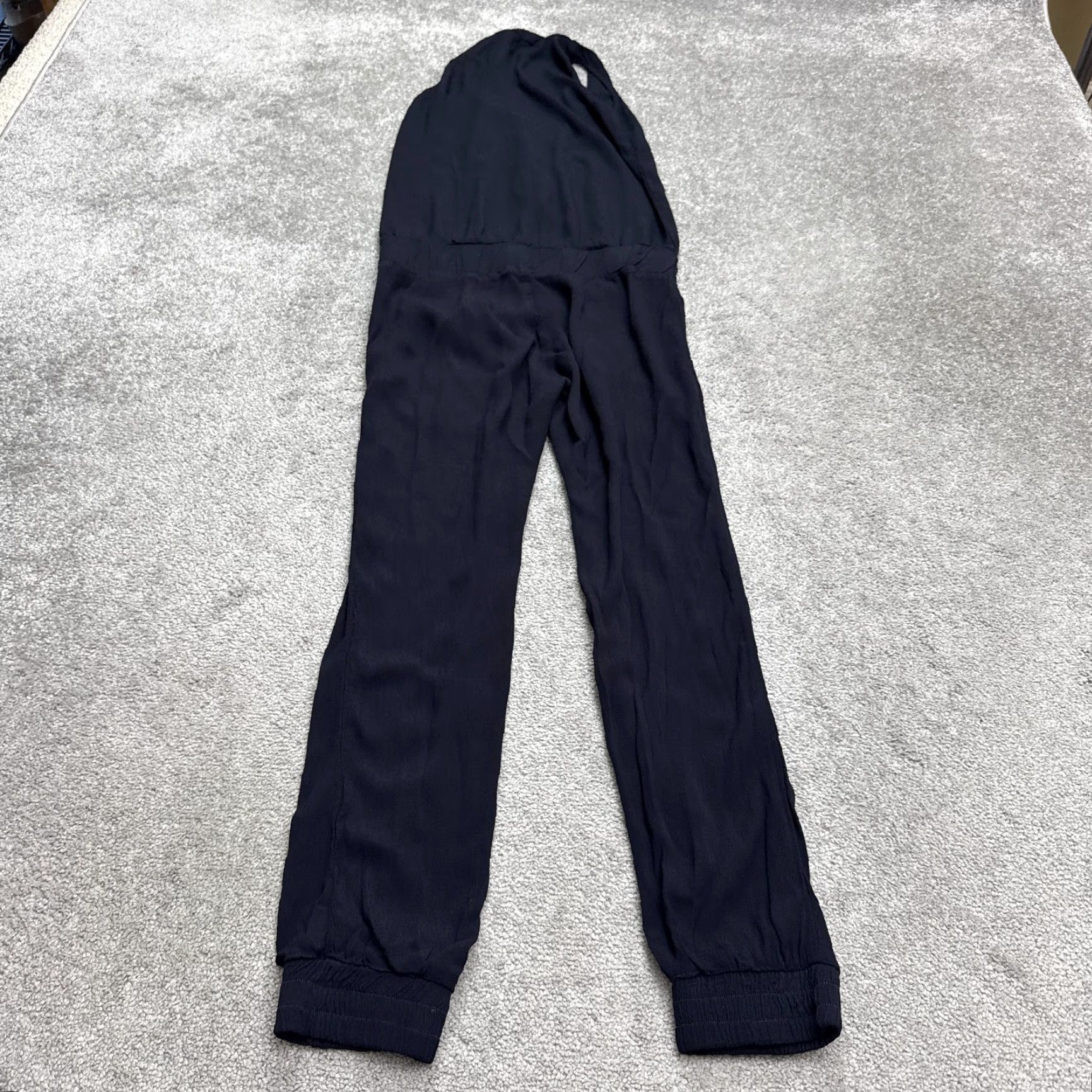 MONROW Monrow Jumpsuit Womens XS Navy Blue Sleeveless Zip Up Strap Zipper Tapered Inseam 27in Casual Stretch Rayon Pattern: Solid Size 26" / US 2 / IT 38 - 2 Thumbnail