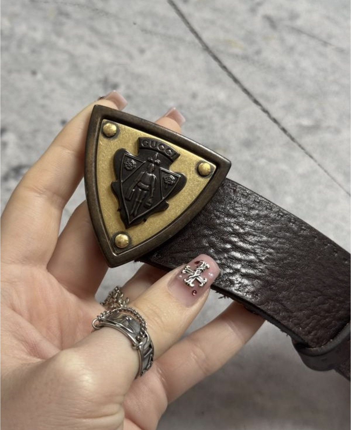 Gucci GUCCI Frida Giannini 2007 Shield Buckle Leather Belt Demna Size ONE SIZE - 1 Thumbnail