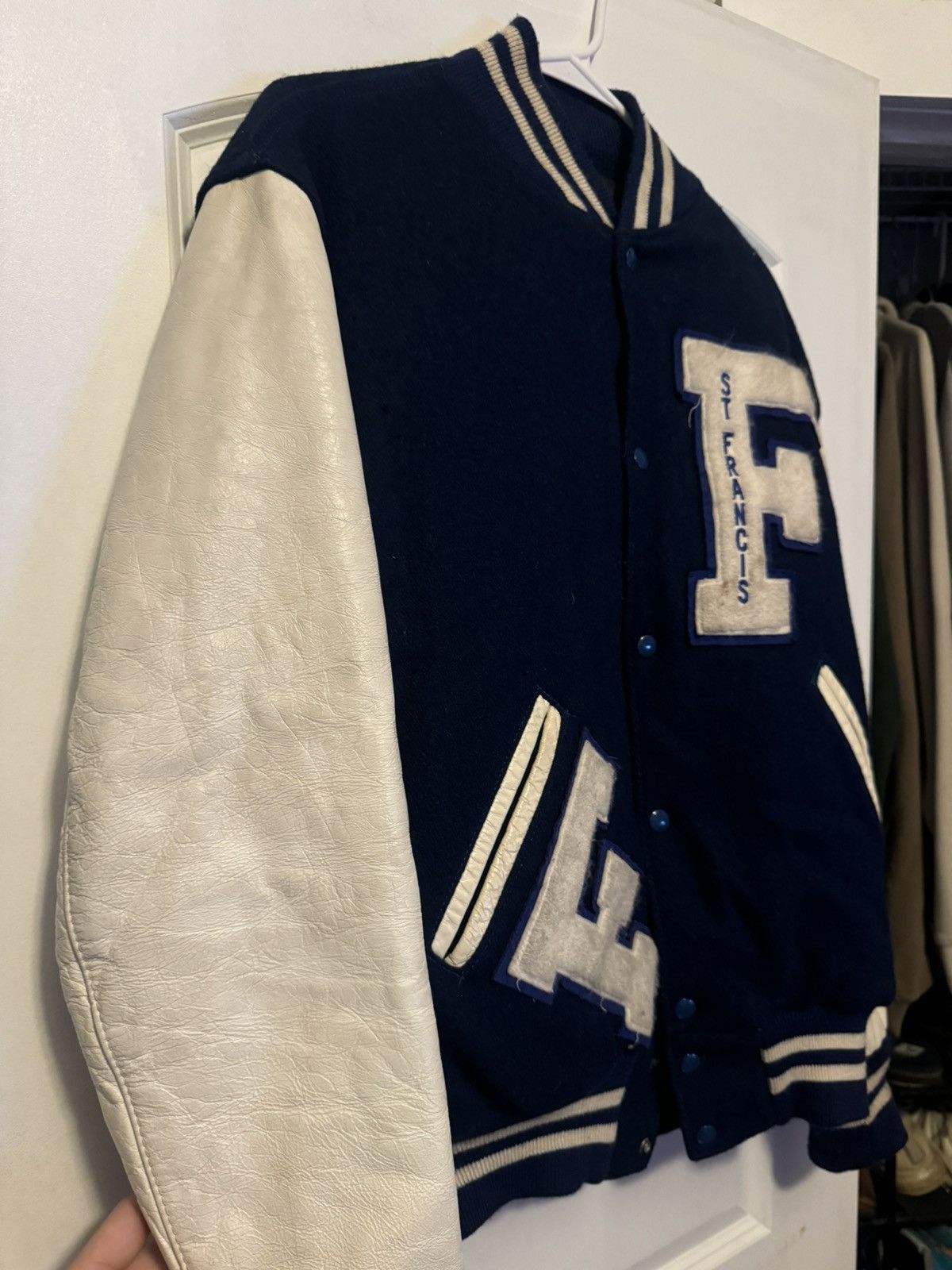 Holloway Vintage Navy Blue Varsity Jacket Size US M / EU 48-50 / 2 - 2 Thumbnail