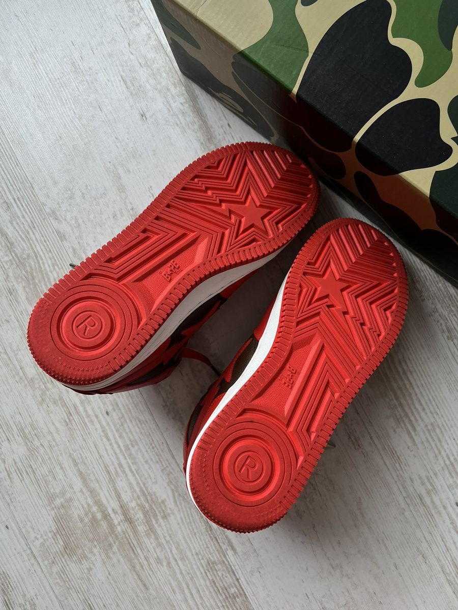 Bape A Bathing Ape Bape Sta Mid Red White Brown Sneakers US 10 Size US 10 / EU 43 - 13 Thumbnail