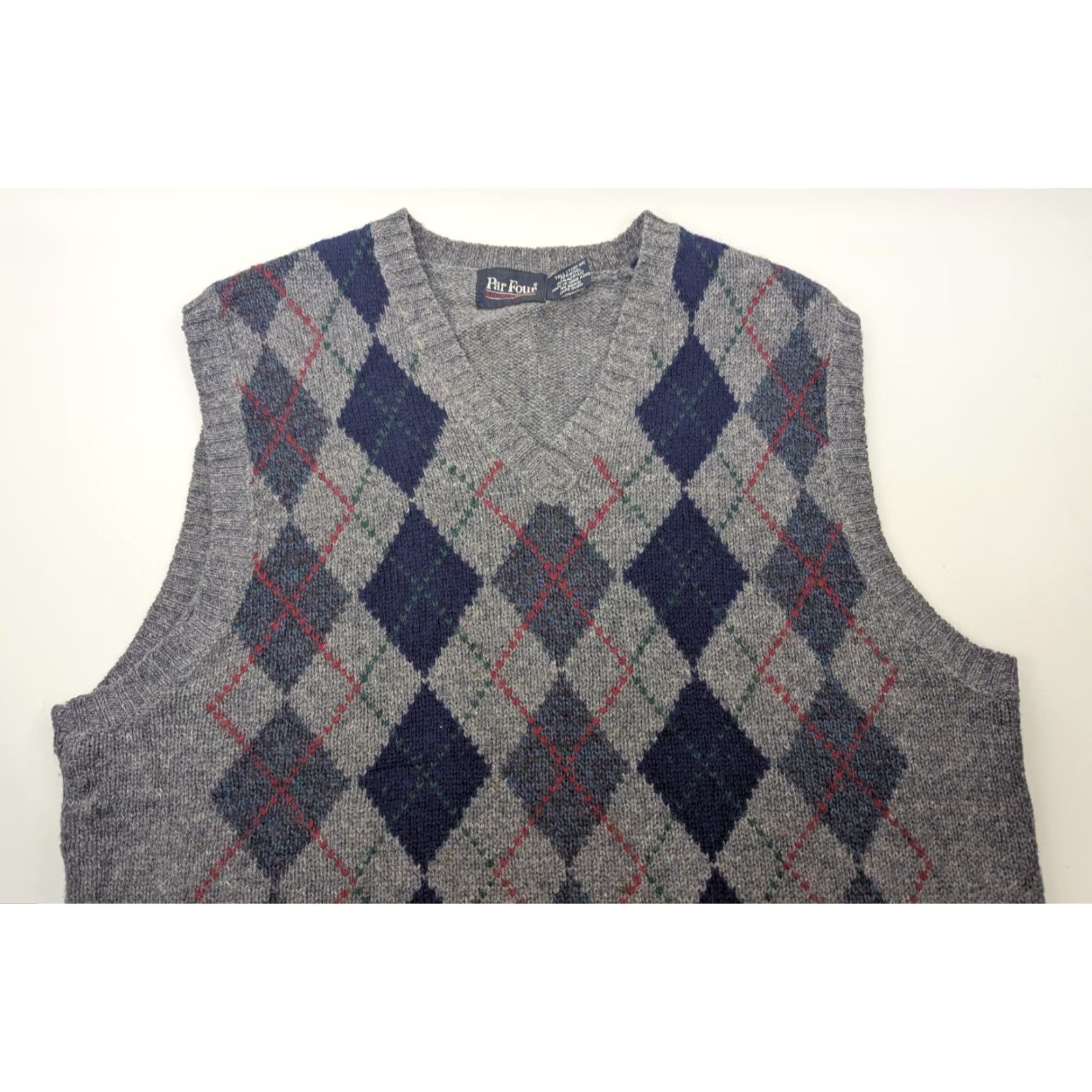 Vintage VINTAGE Par Four Sweater Vest Mens LT Gray Navy Argyle Wool Blend Golf Knit 90s Size US L / EU 52-54 / 3 - 5 Thumbnail