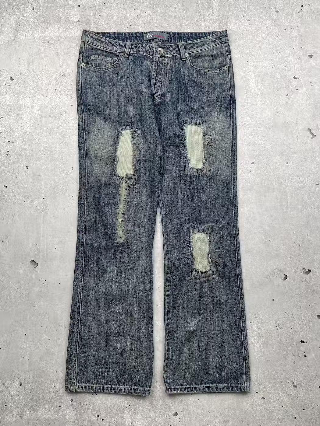 image of Archival Clothing x Avant Garde Vintage Faded Patched Jeans in Blue, Men's (Size 36)