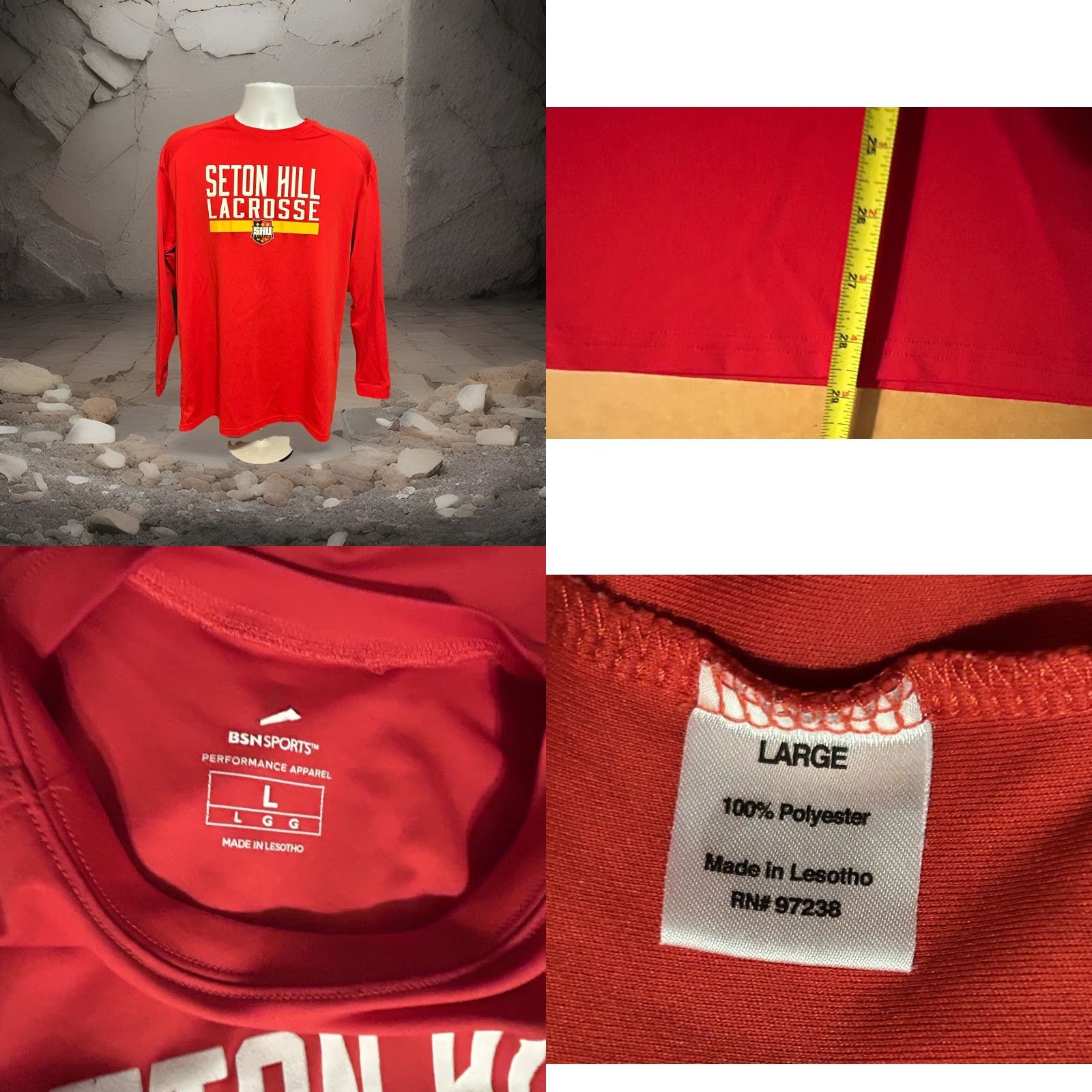 CB Sports Seton Hill Lacrosse Long Sleeve Shirt Men Large Red Front Graphic BSN Sports Crew Neck Pullover Size US L / EU 52-54 / 3 - 8 Thumbnail