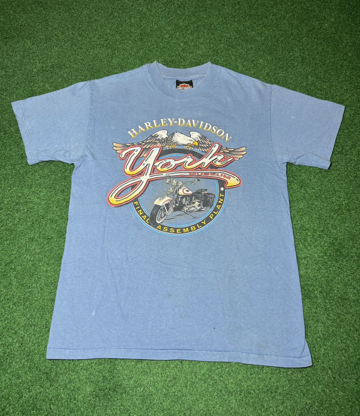 Harley Davidson × Vintage Vtg 90s Harley Davison York Factory Museum Biker T Shirt Size US M / EU 48-50 / 2 - 1 Thumbnail
