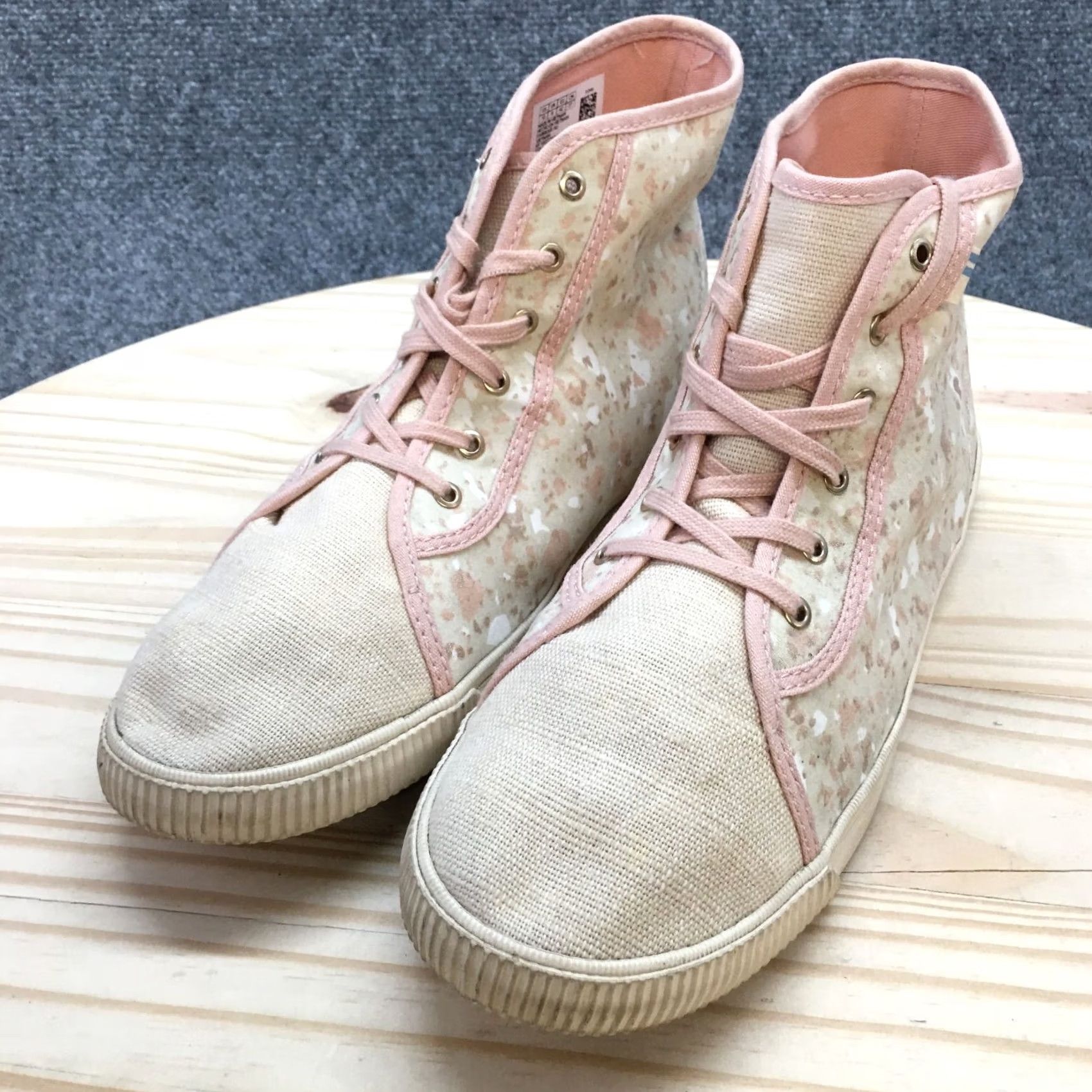 Toms TOMS Womens 10 Camarillo Floral High Top Sneakers Beige Pink - Floral, Casual, Lace Up, Fabric Upper, 10012436, White, Beige, Womens, Sneaker Size L / US 10 / IT 46 - 4 Thumbnail