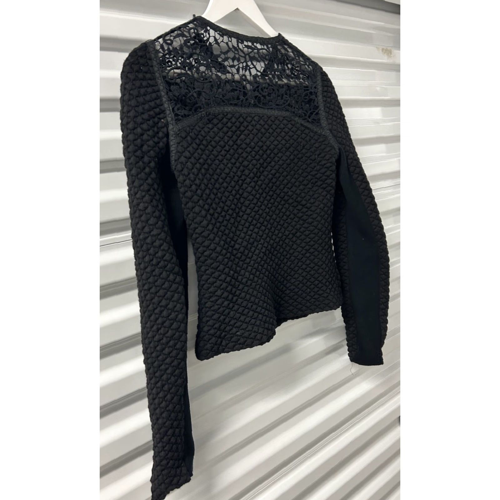 Rebecca Taylor Womens Rebecca Taylor Jacket Black Wool Tweed Quilted ZipUp Moto Size 2 Long Sleeve Pocketed Regular Fit Size XS / US 0-2 / IT 36-38 - 4 Thumbnail