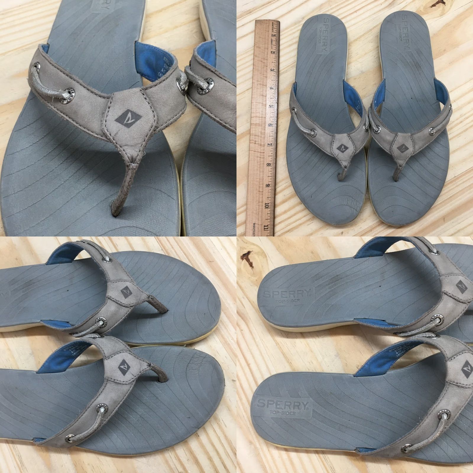 Sperry Sperry Sandals Seabrook Slip On Flip Flops Gray Leather Womens 8.5 Shoes Casual Summer Storm STS95169 Fashion Top Sider Women’s Shoes Mens Womens Size US 9 / IT 39 - 8 Thumbnail