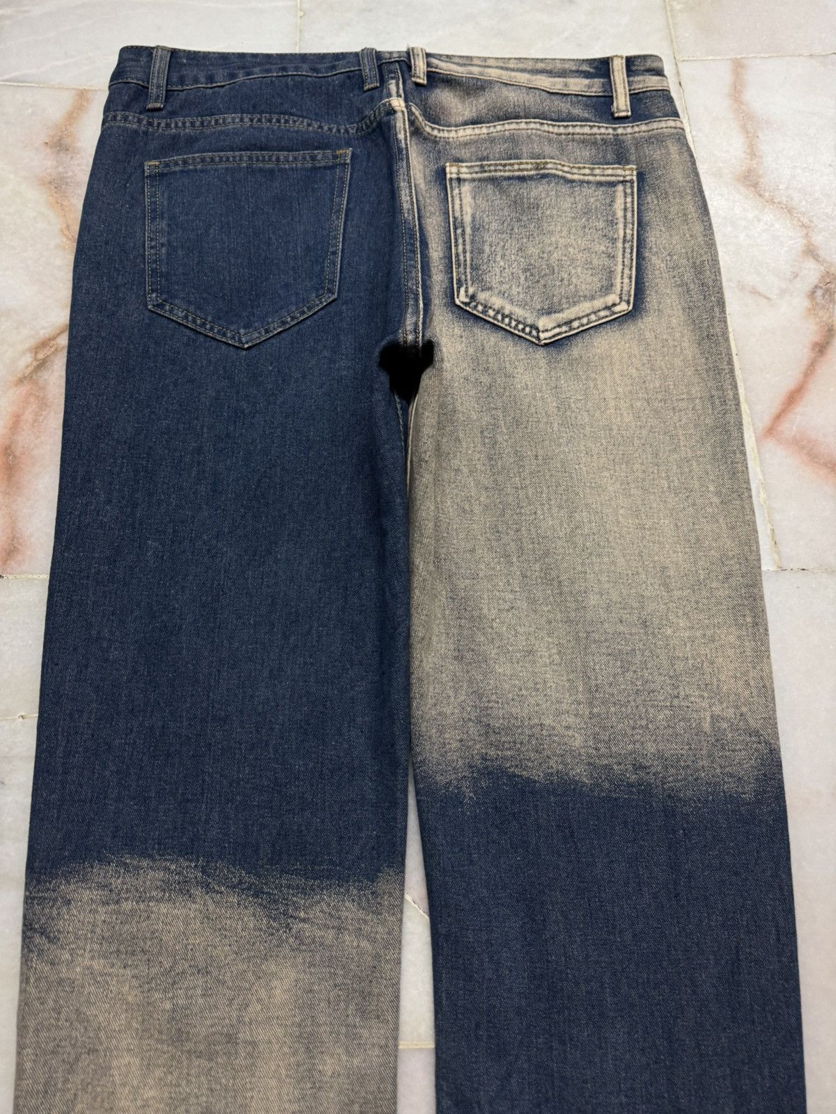 Kapital 💥RARE💥SICK JAPANESE 2 TONE COLOR DISTRESSED RIPPED JEANS Size US 34 / EU 50 - 14 Thumbnail