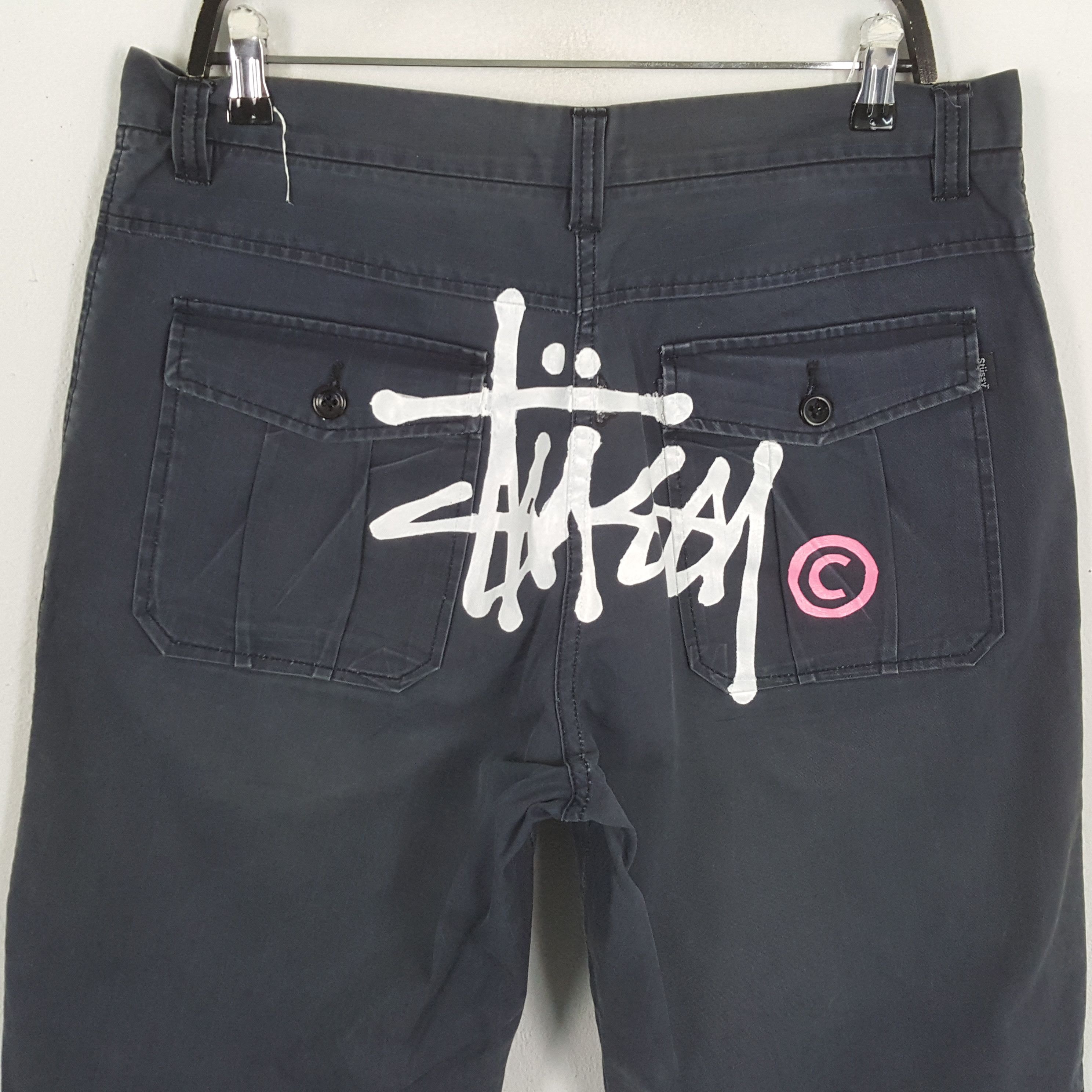 Stussy × Vintage STUSSY Streetwear Skater Style Custom Art Short Pants Size US 33 - 2 Thumbnail