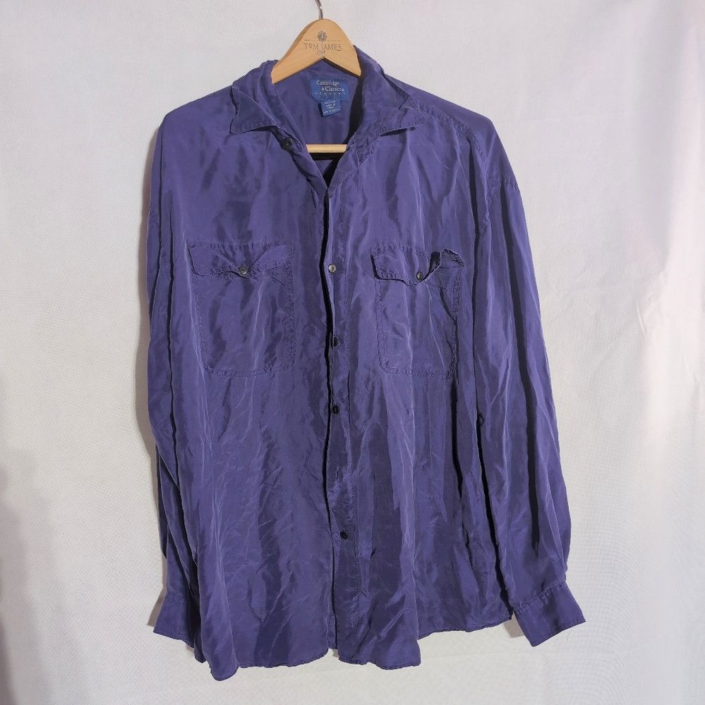 Vintage Men's Purple Silk Shirt sz L Vintage Cambridge Classics Size US L / EU 52-54 / 3 - 2 Thumbnail