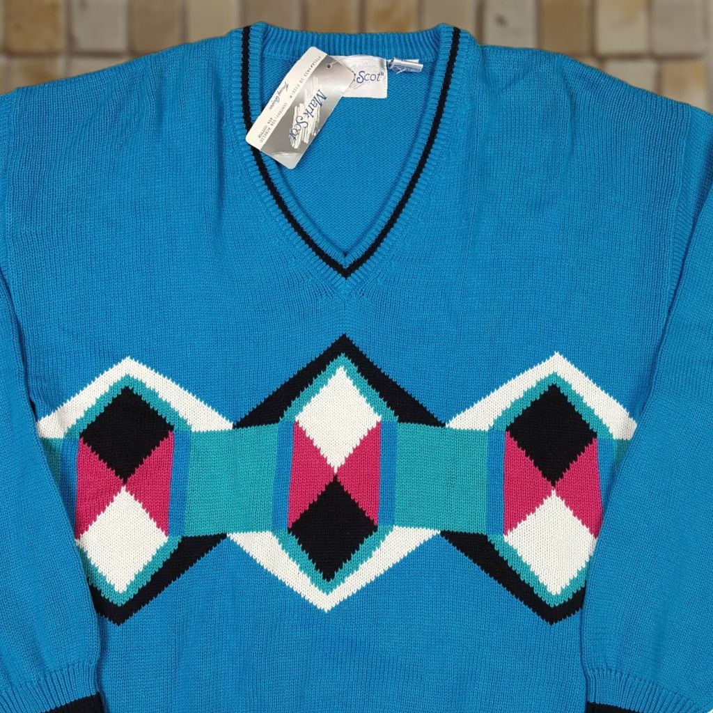 Vintage VINTAGE Tommy Armour Geometric Diamond Men's Size M Golf V-Neck Pullover Sweater Shirt? Size US M / EU 48-50 / 2 - 1 Thumbnail