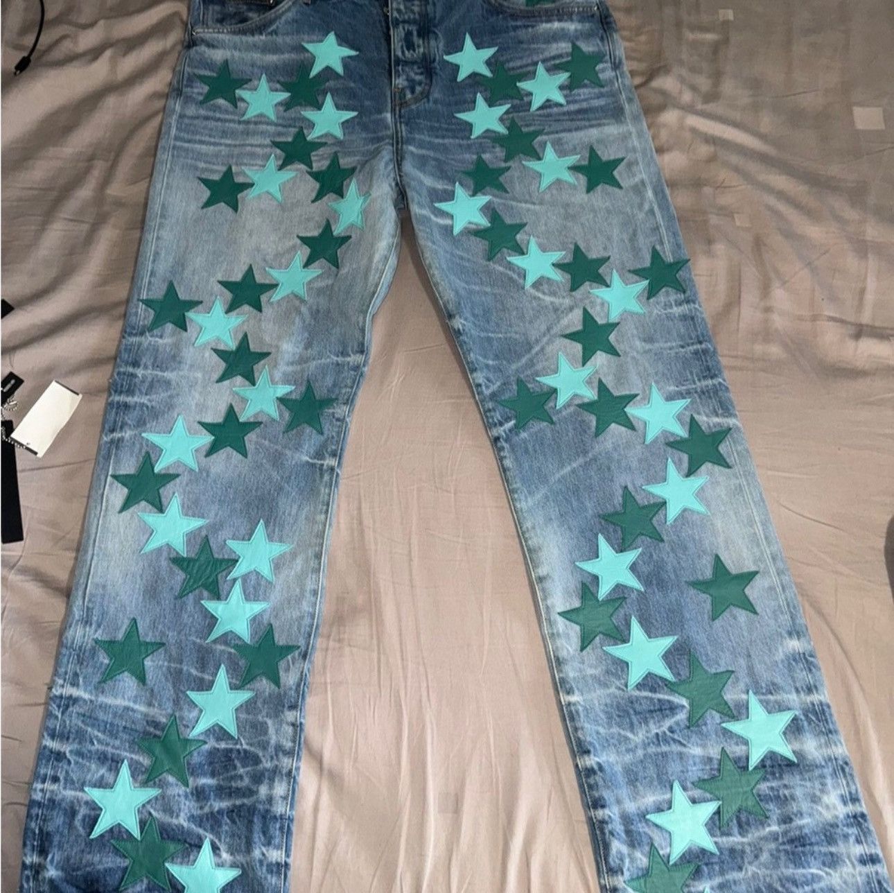 Amiri Amiri Chemist Leather Star Blue Jeans Size US 30 / EU 46 - 2 Thumbnail