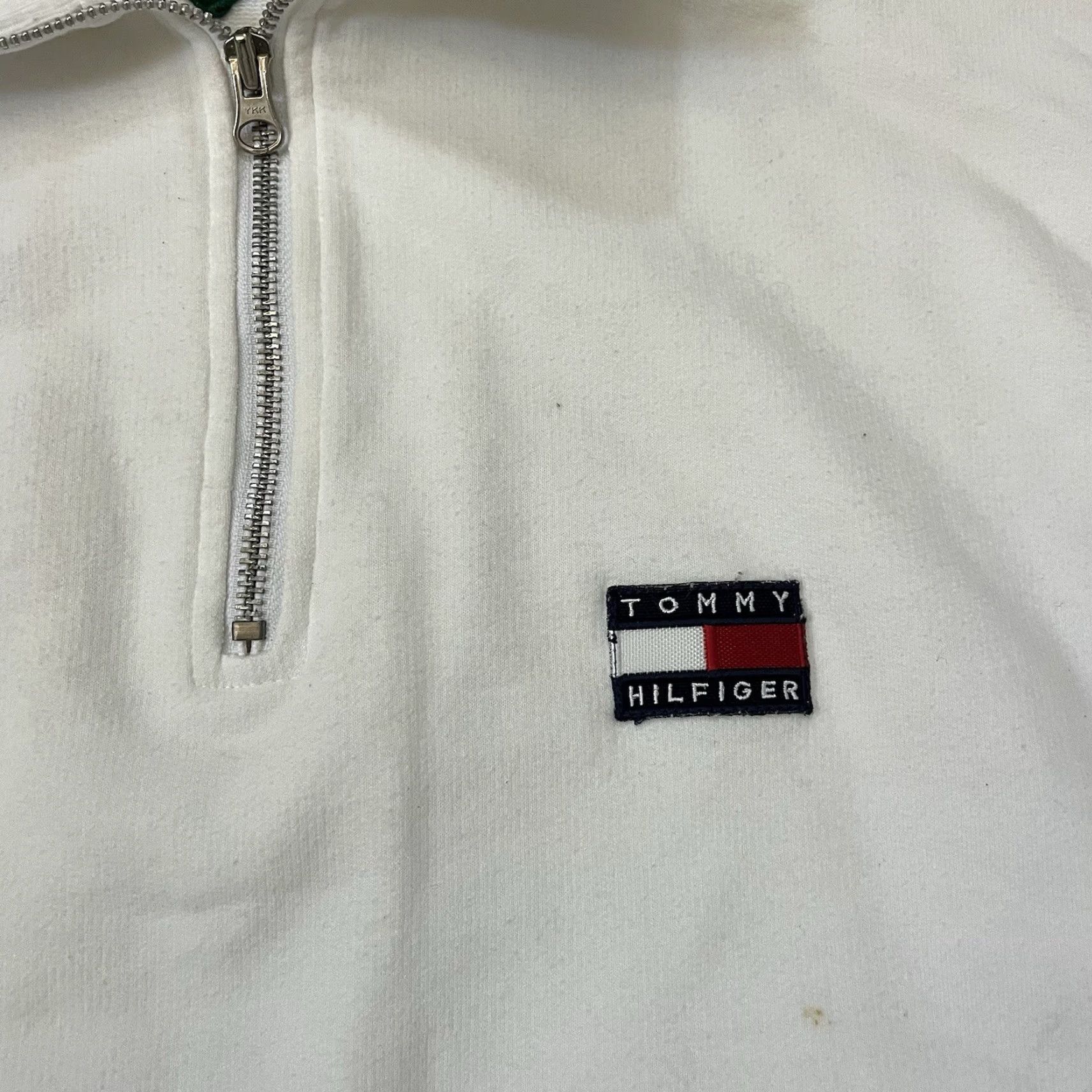 Tommy Hilfiger VINTAGE Tommy Hilfiger Jumper Pullover 1/4 Zip Beige Mens XL Knit Knitwear Zip Logo Classic Outdoor 90s Y2K Size US XL / EU 56 / 4 - 4 Thumbnail