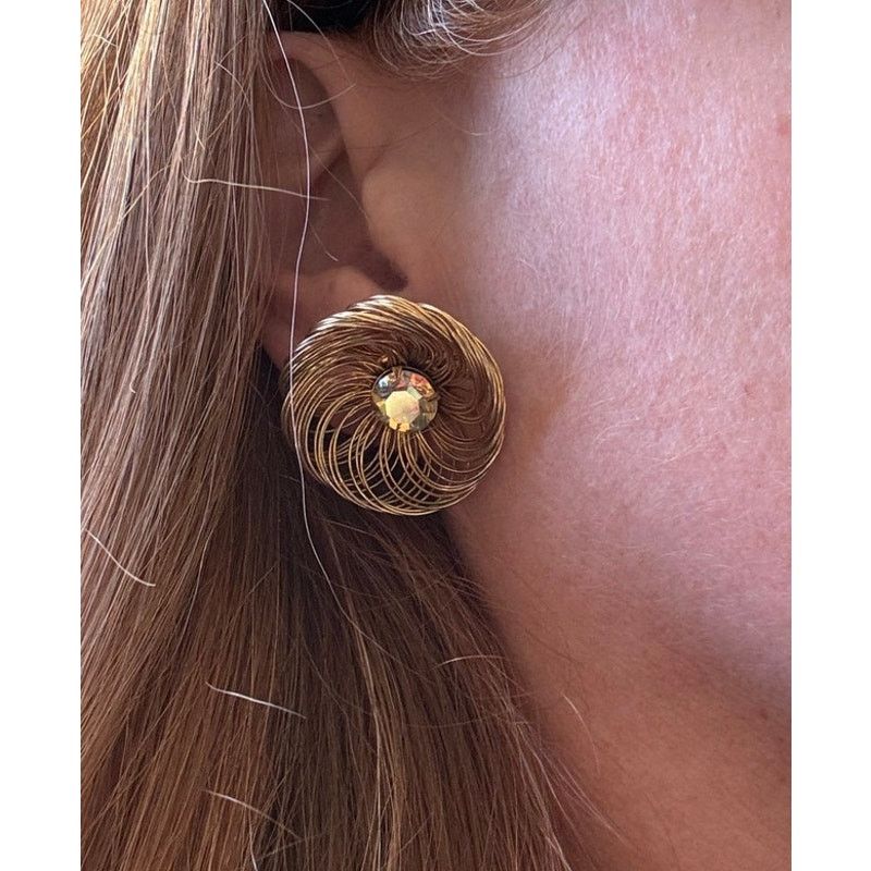 Vintage Vtg Stamped SAC Earrings Clip On wire with gemstone earrings Size ONE SIZE - 2 Thumbnail