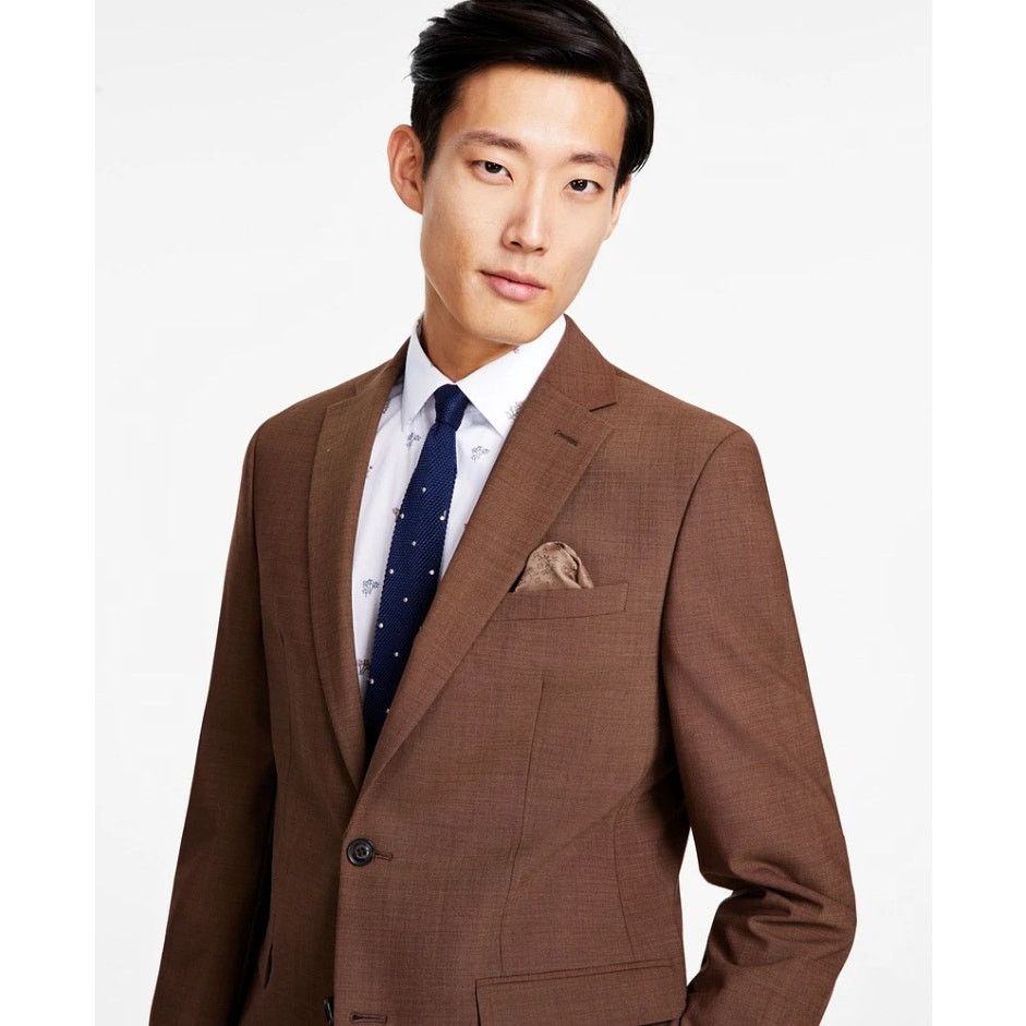 Bar III Bar III Men's Rust Brown Wool-Blend Slim Suit Jacket 38S Size 38S - 3 Thumbnail