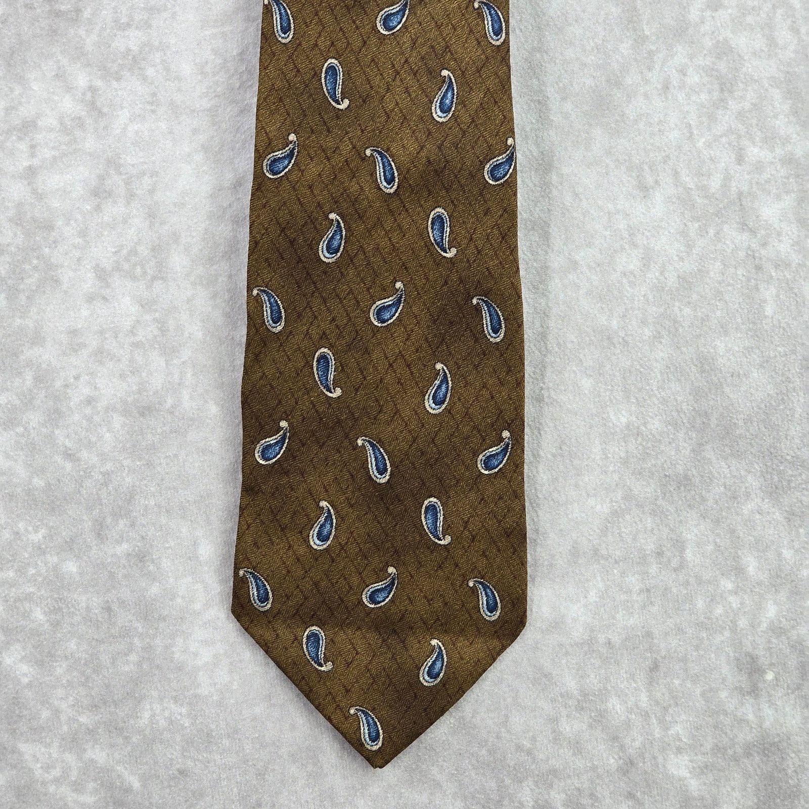 Joseph Abboud Joseph Abboud Brown Blue Floral Paisley Silk Italy Neck Tie Size 30 - 1 Thumbnail