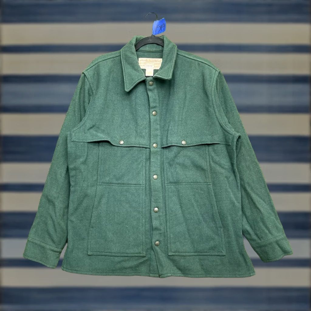 Filson VINTAGE Filson Cruiser Jacket Womens L Green Wool Canvas Button Long Sleeve Regular Coat/Outerwear Size L / US 10 / IT 46 - 1 Thumbnail