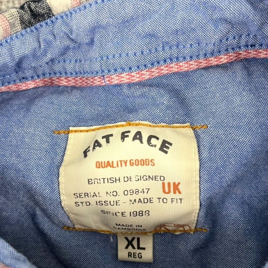 FatFace Fat Face Shirt Mens XL Regular Blue White Plaid Button Up Flannel Size US XL / EU 56 / 4 - 2 Thumbnail