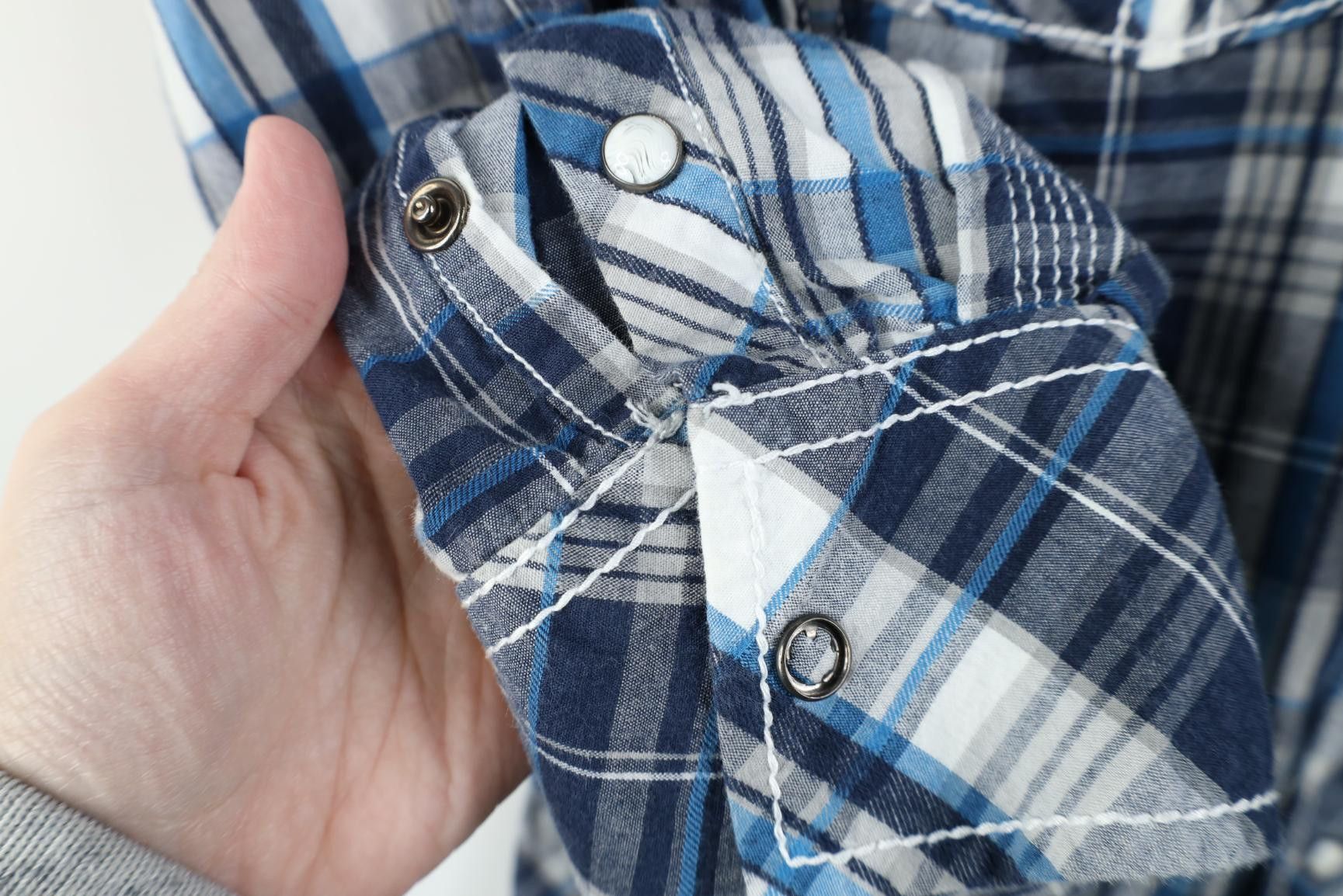 Vintage Buckle BKE Thick Stitch Western Snap Button Shirt Blue Plaid Size US L / EU 52-54 / 3 - 4 Thumbnail