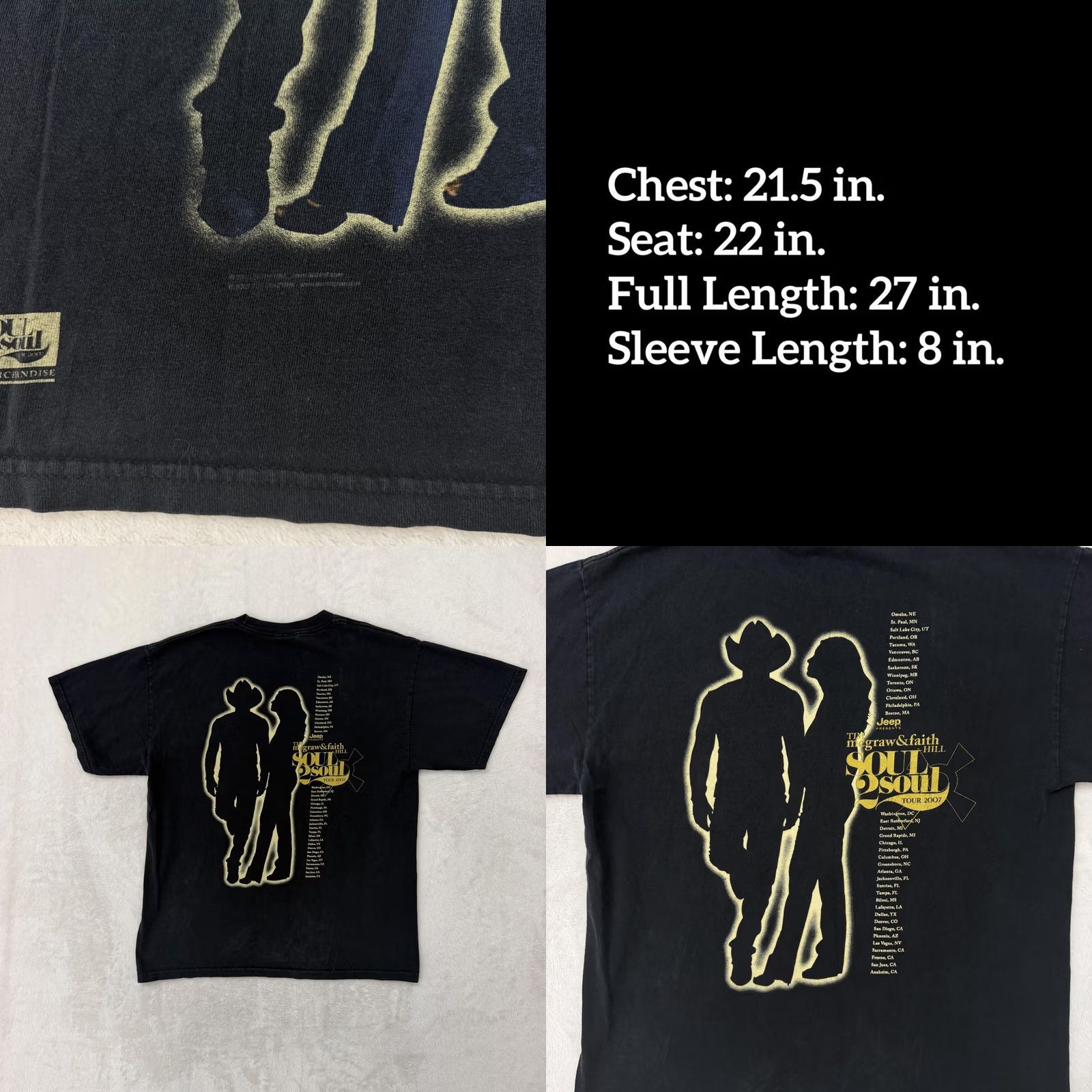 Vintage VINTAGE Tim McGraw Faith Hill Soul2Soul Tour Shirt Mens Large Black Double Sided Size US L / EU 52-54 / 3 - 8 Thumbnail