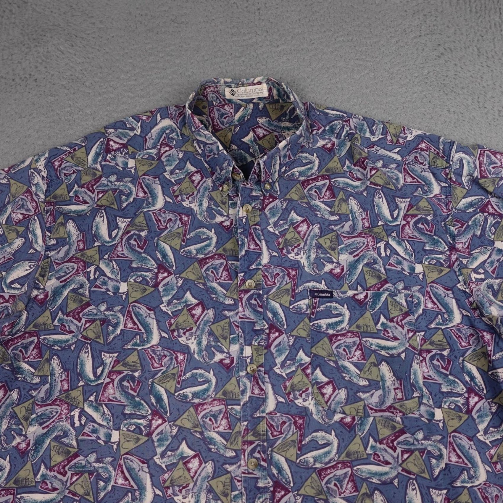 Vintage VINTAGE Columbia Shirt Mens L Blue Fish Print Short Sleeve Button Up 90s AOP Size US L / EU 52-54 / 3 - 3 Thumbnail
