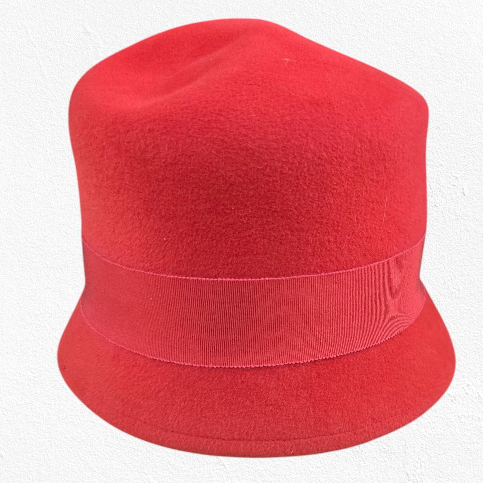 Vintage Vintage Red Wool Felt Cloche Hat Size ONE SIZE - 1 Thumbnail